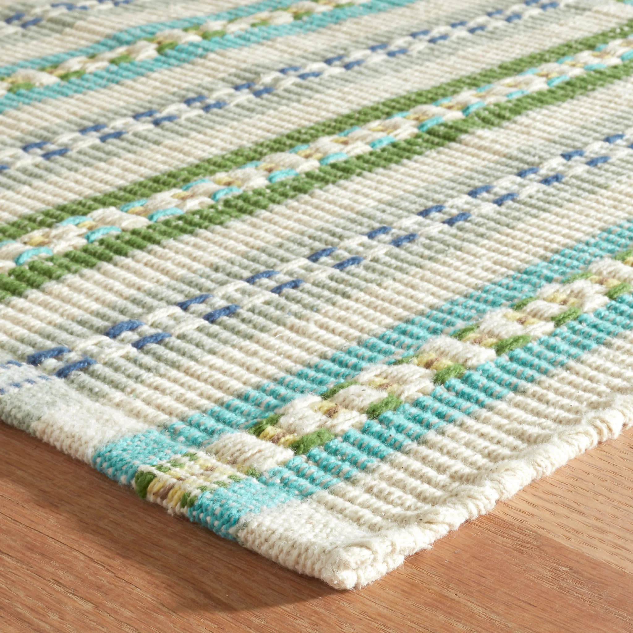 Long Slade Handwoven Cotton Rug | Teal - Image 7