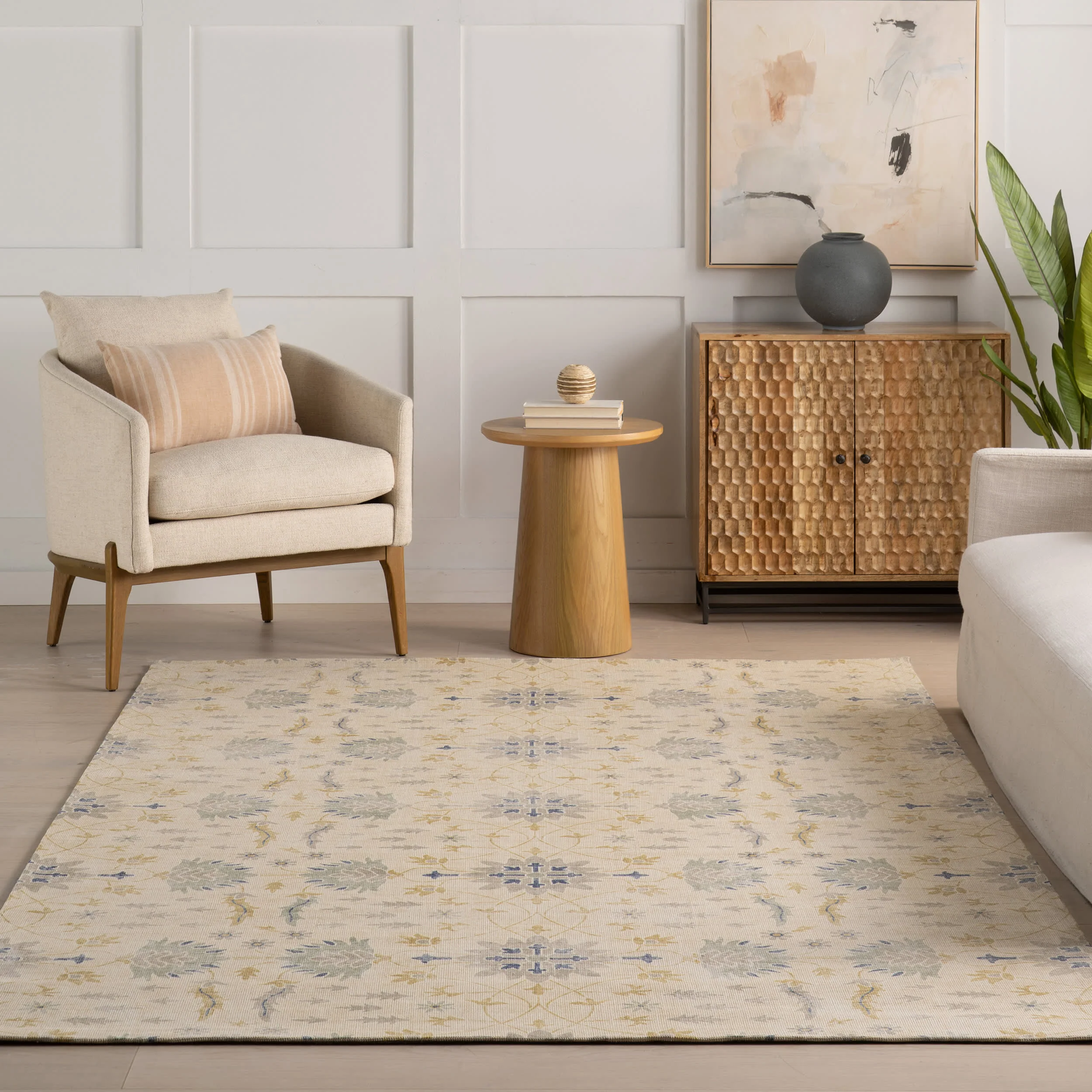 Loonarae Floral Transitional Rug | Cream - Image 5