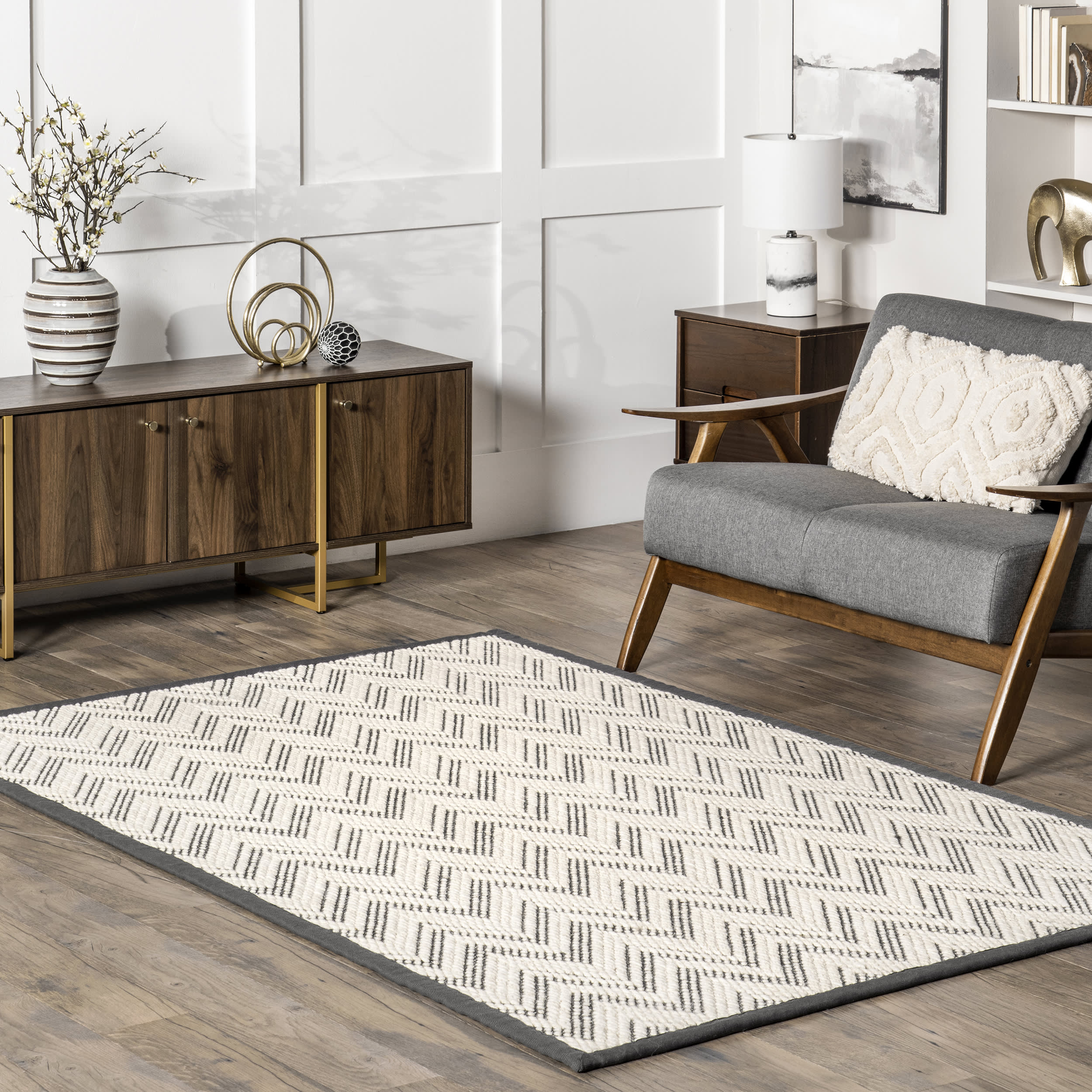 Lorenza Wool Chevrons Rug | Grey - Image 2