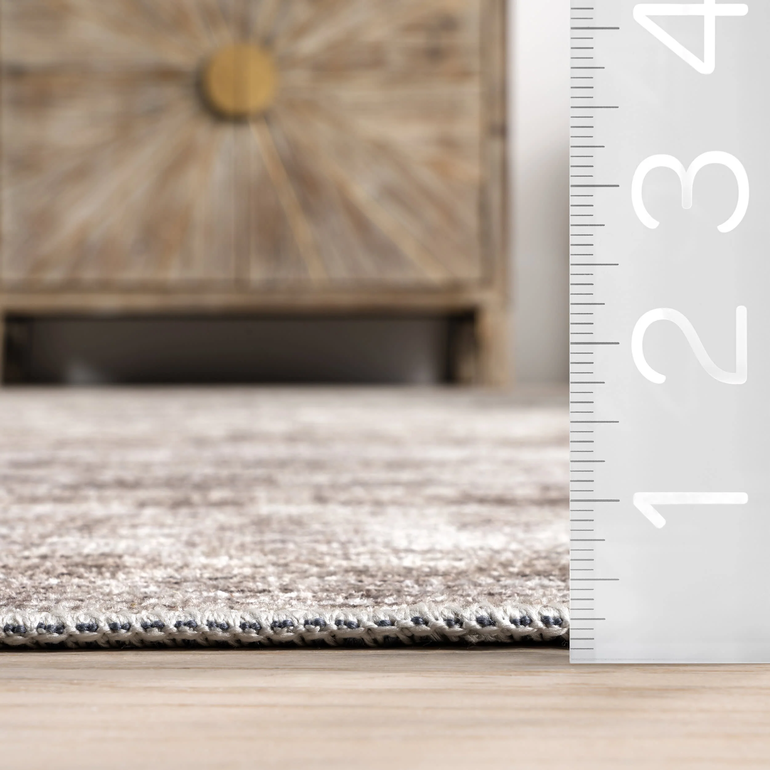 Louisa Vintage Floral Washable Rug | Taupe - Image 5