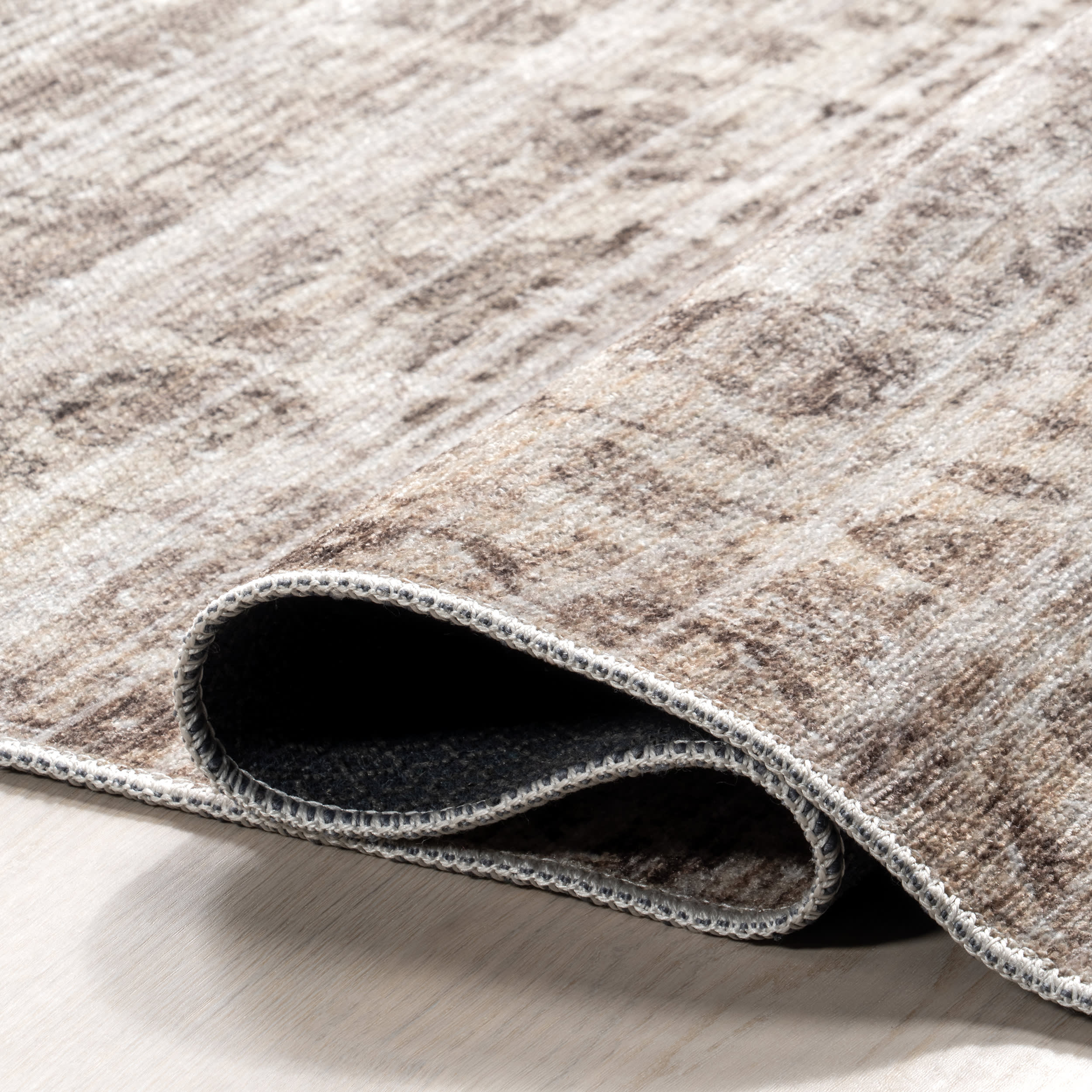 Louisa Vintage Floral Washable Rug | Taupe - Image 8