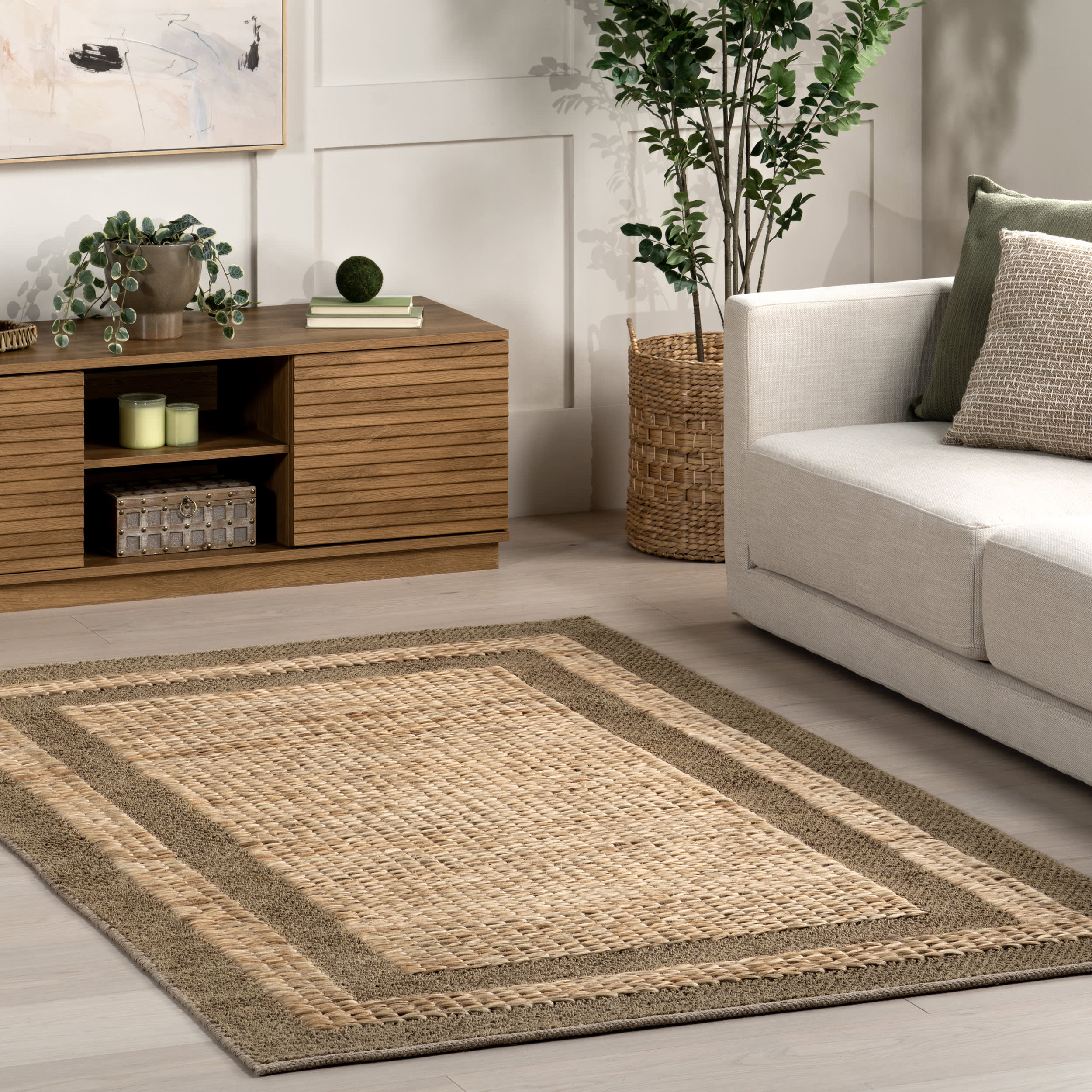 Lourdes Jute Bordered Rug | Natural - Image 2