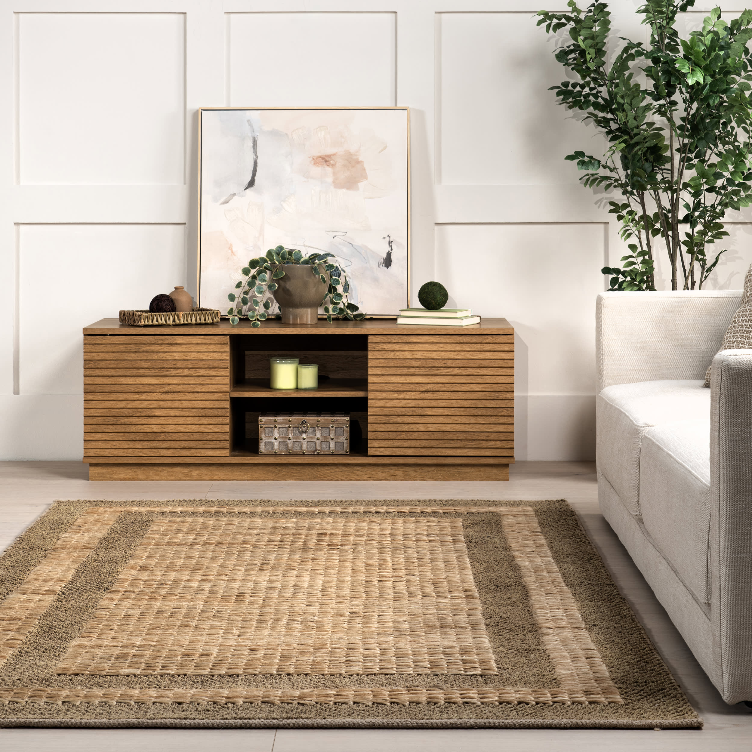 Lourdes Jute Bordered Rug | Natural - Image 4