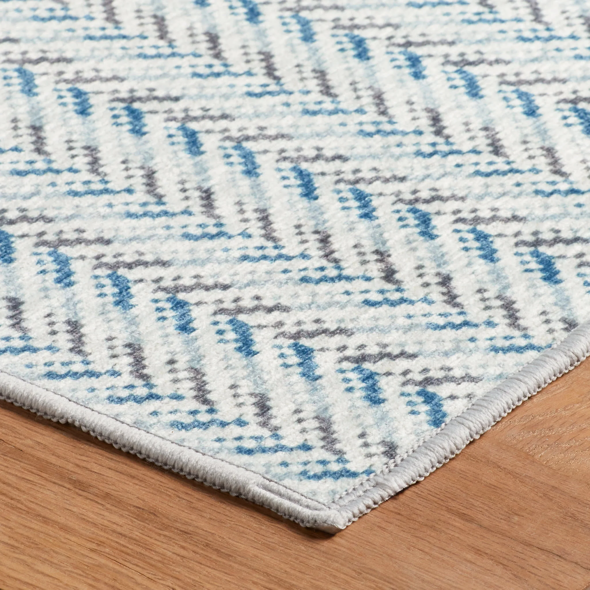 Lowell Machine Washable Rug | Blue - Image 5