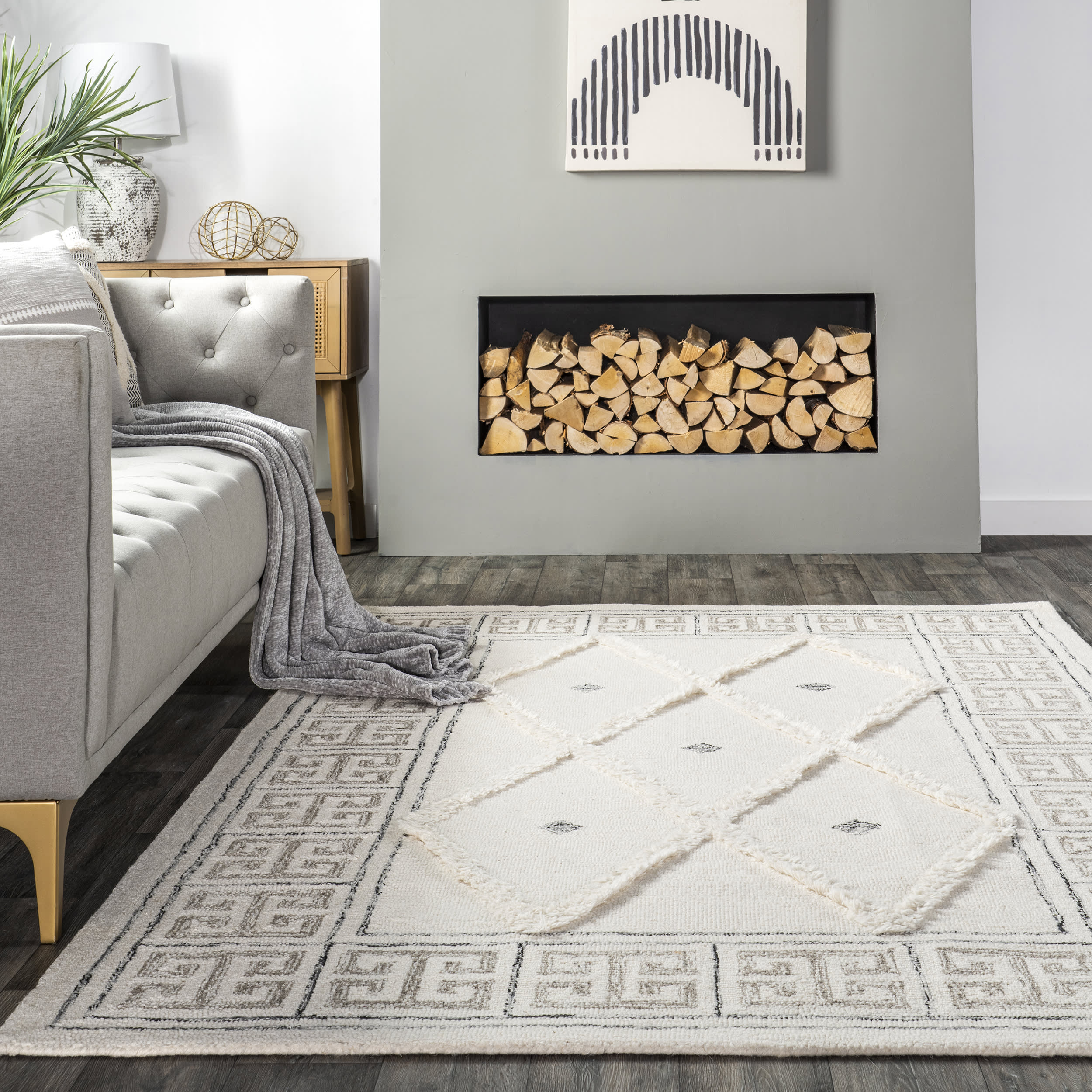 Lucinda Wool Bordered Trellis Rug | Ivory - Image 4