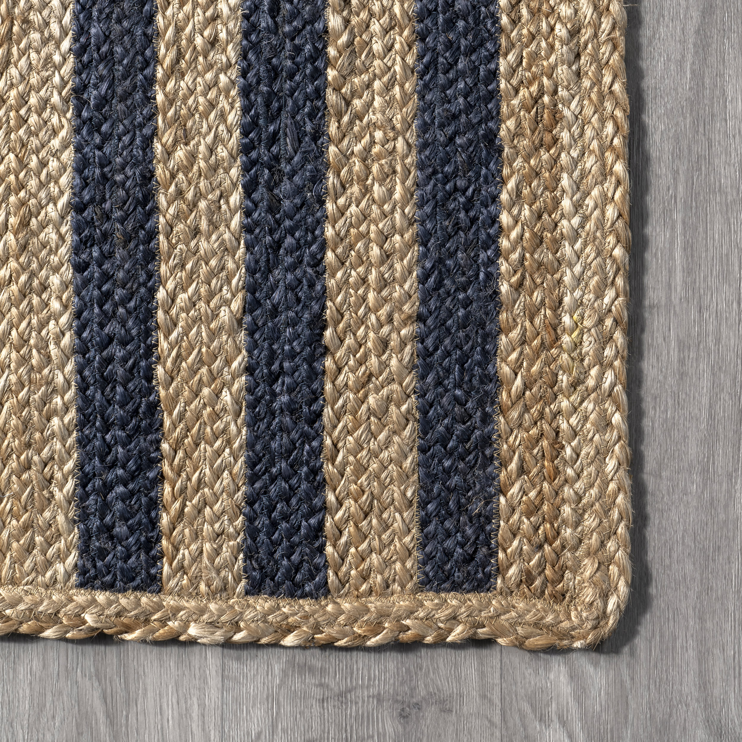 Lucine Jute Stripes Rug | Blue - Image 3