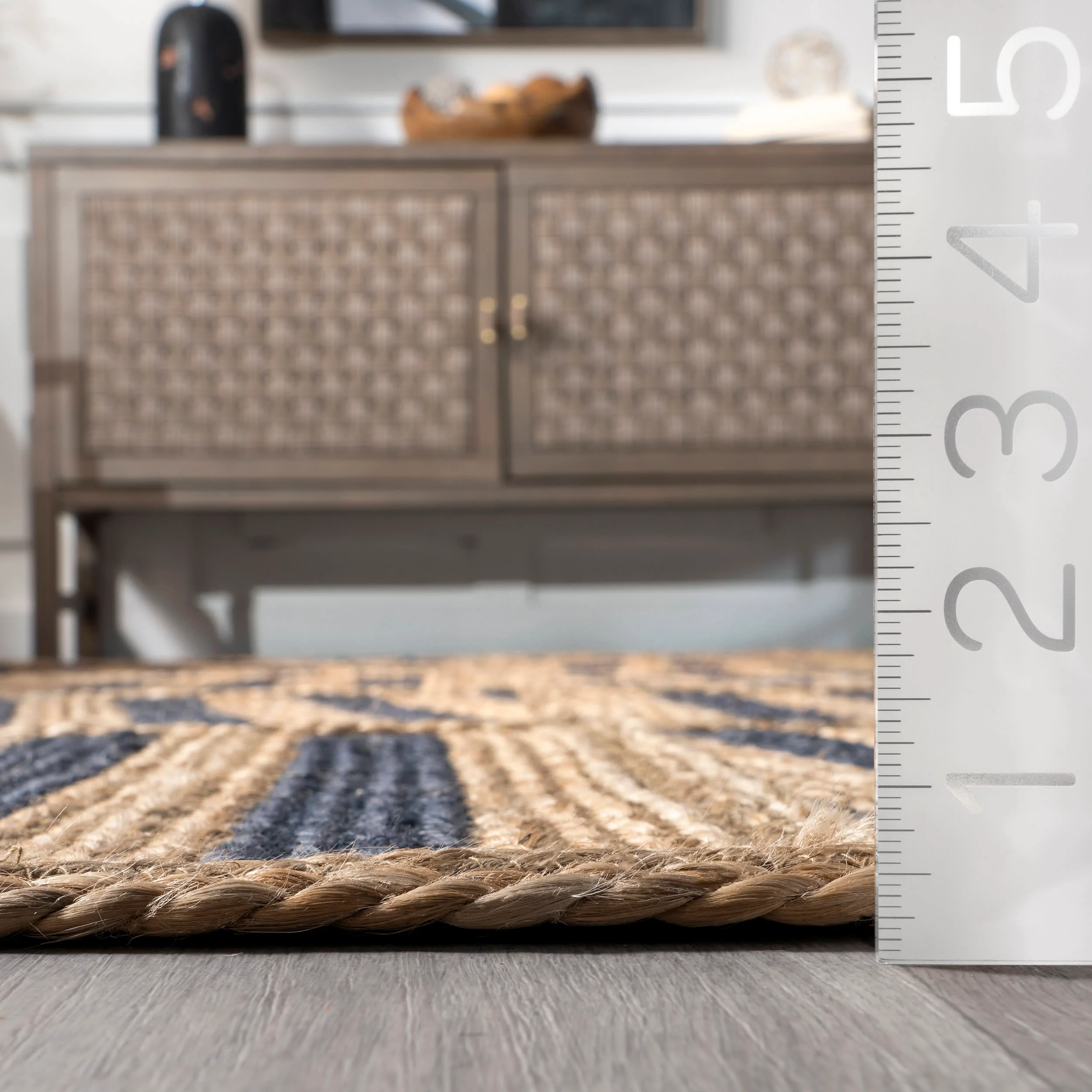 Lucine Jute Stripes Rug | Blue - Image 5