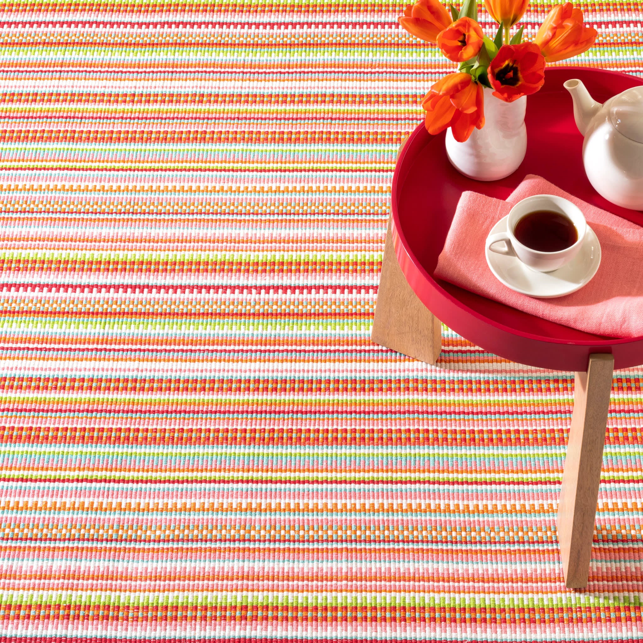 Lucky Stripe Handwoven Cotton Rug | Spring - Image 3