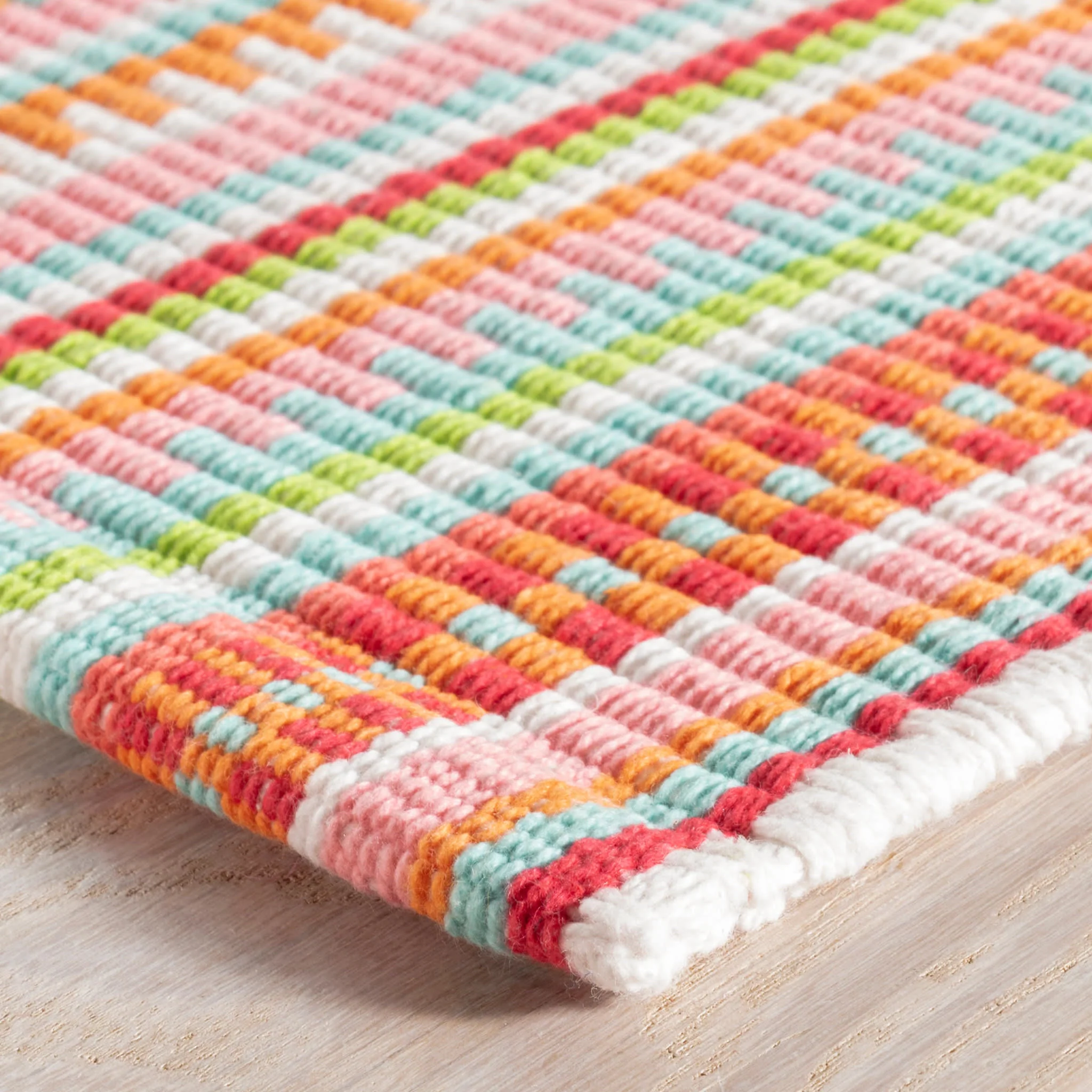 Lucky Stripe Handwoven Cotton Rug | Spring - Image 4