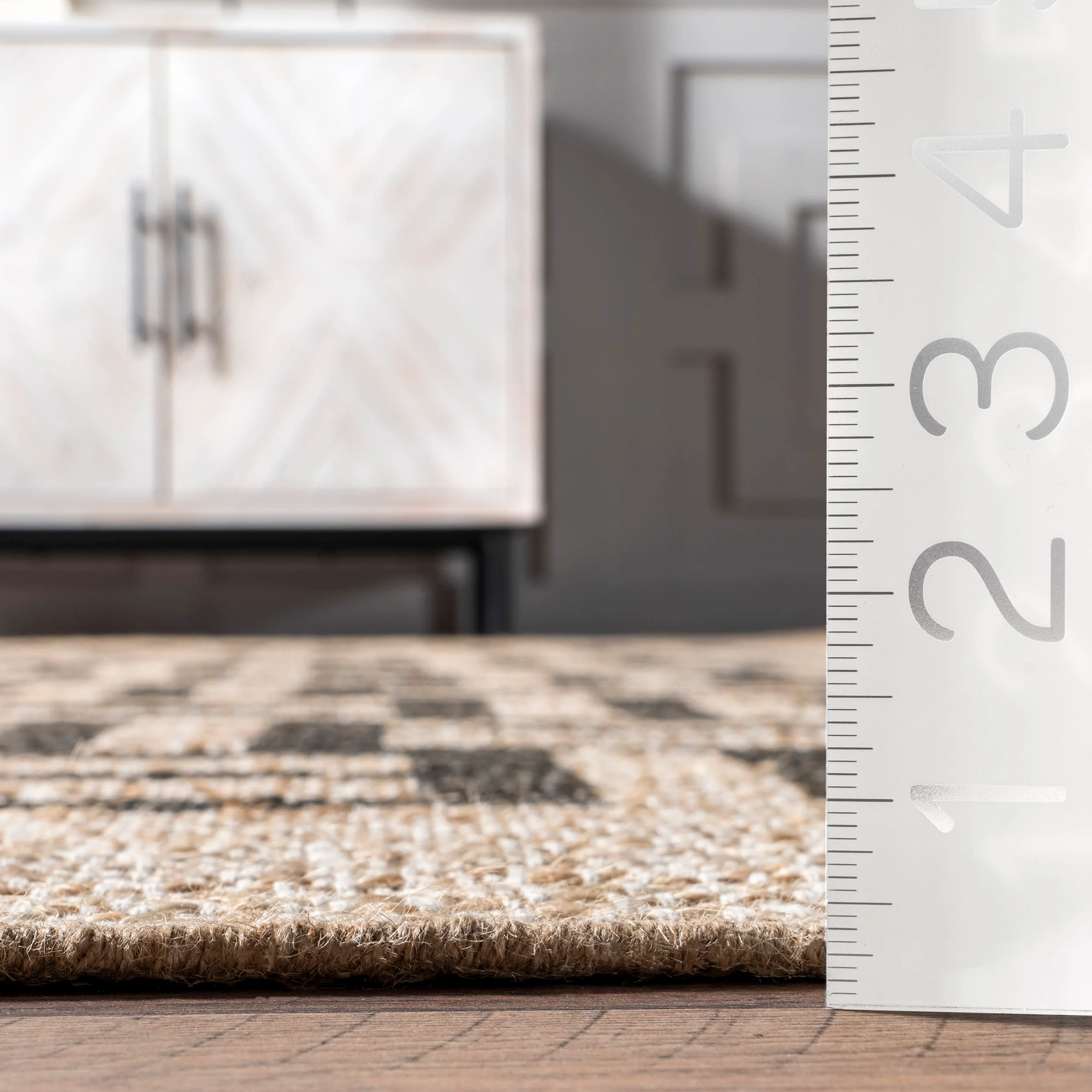 Luelle Basketweave Striped Rug | Ivory - Image 5