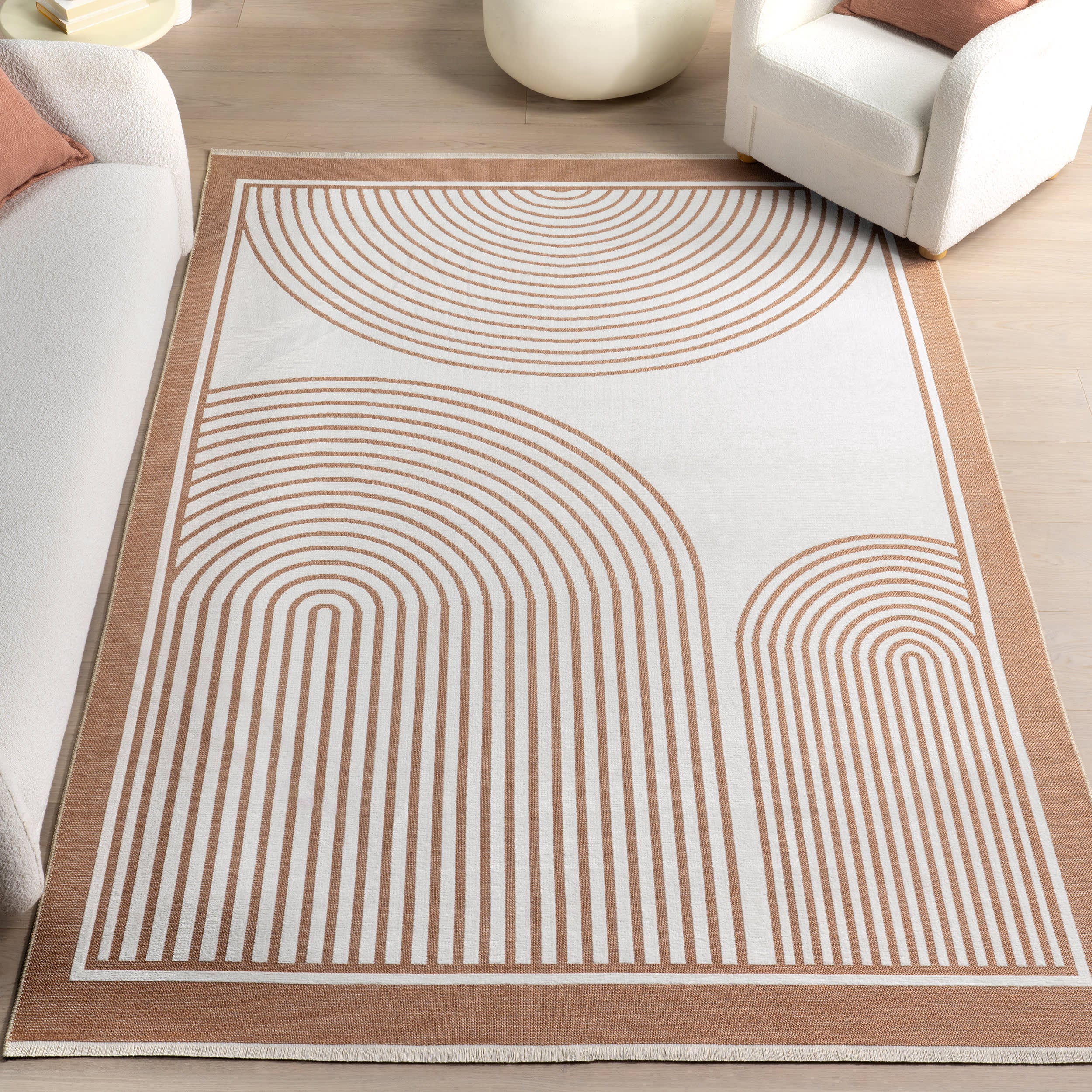 Lula Arced Reversible Washable Rug | Burnt Orange - Image 2