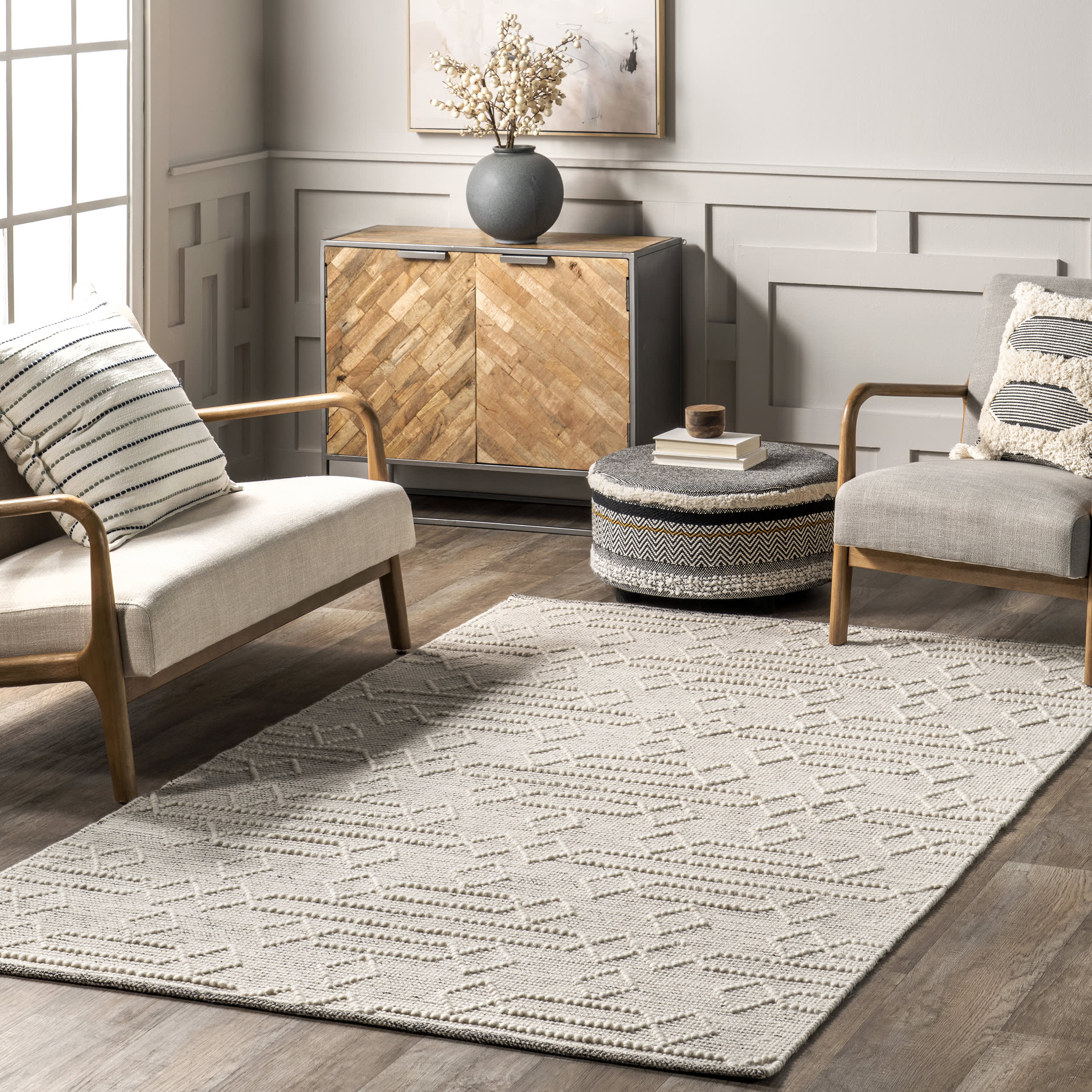 Lumi Lifted Diamonds Rug | Dark Grey - Image 2