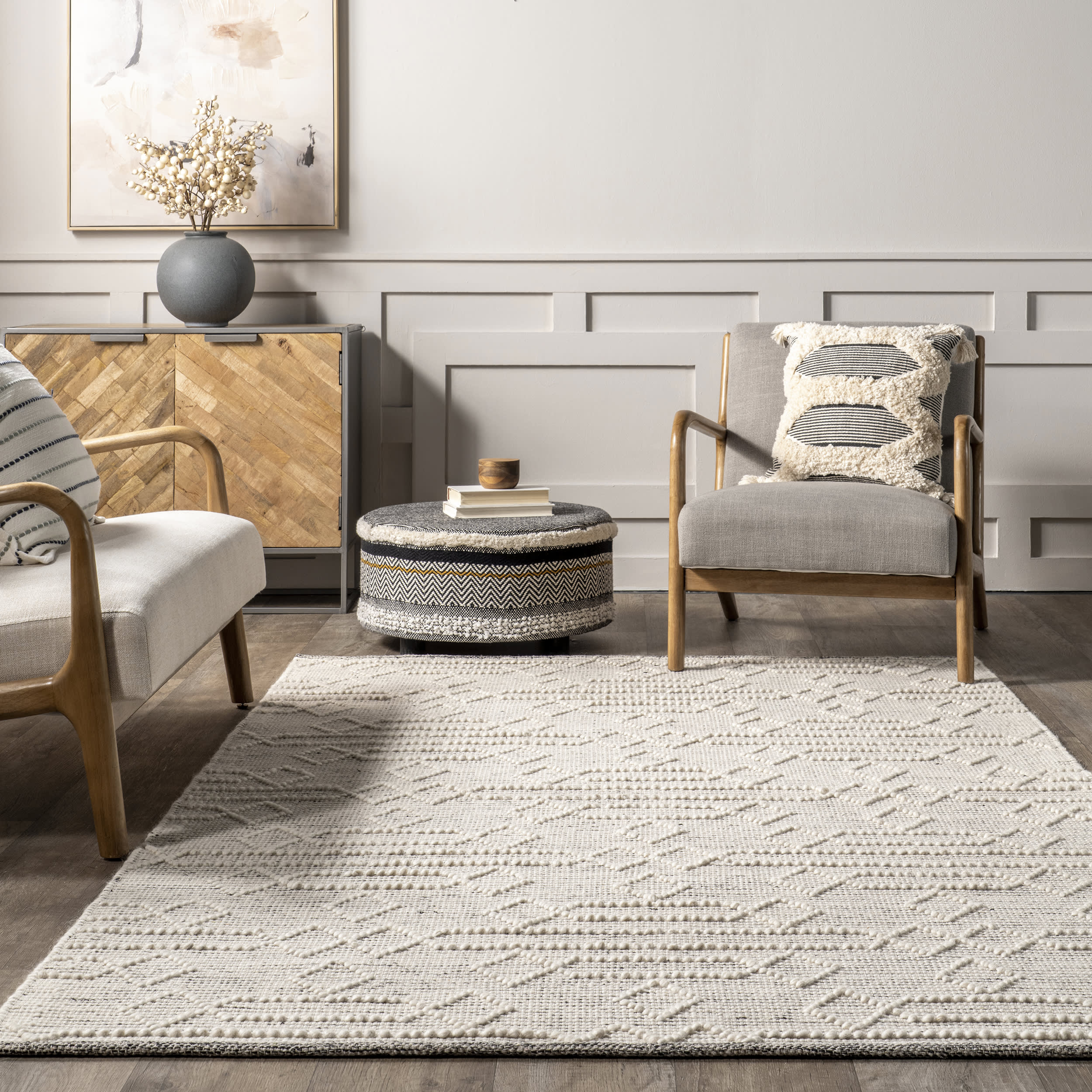 Lumi Lifted Diamonds Rug | Dark Grey - Image 4