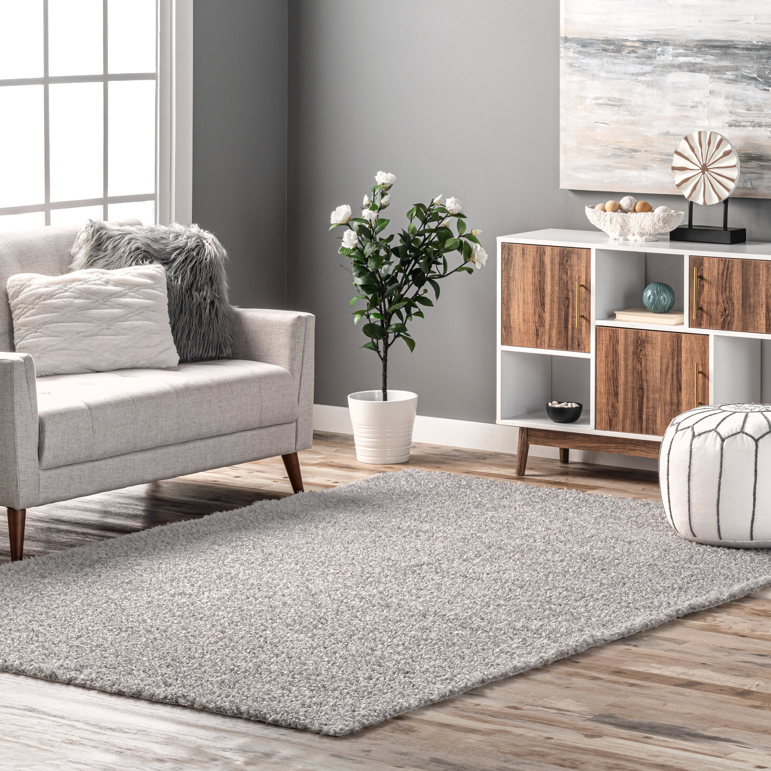 Luna Washable Shag Rug | Light Grey - Image 2