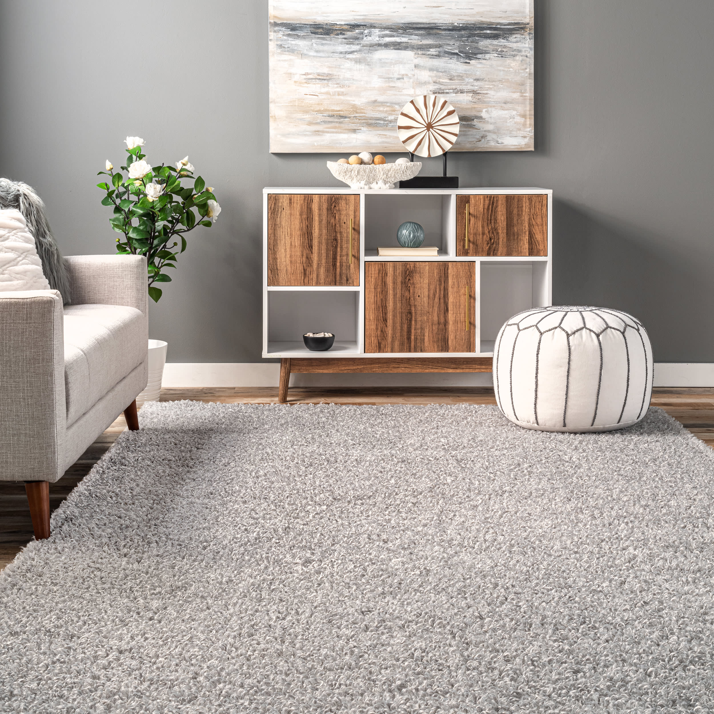 Luna Washable Shag Rug | Light Grey - Image 4