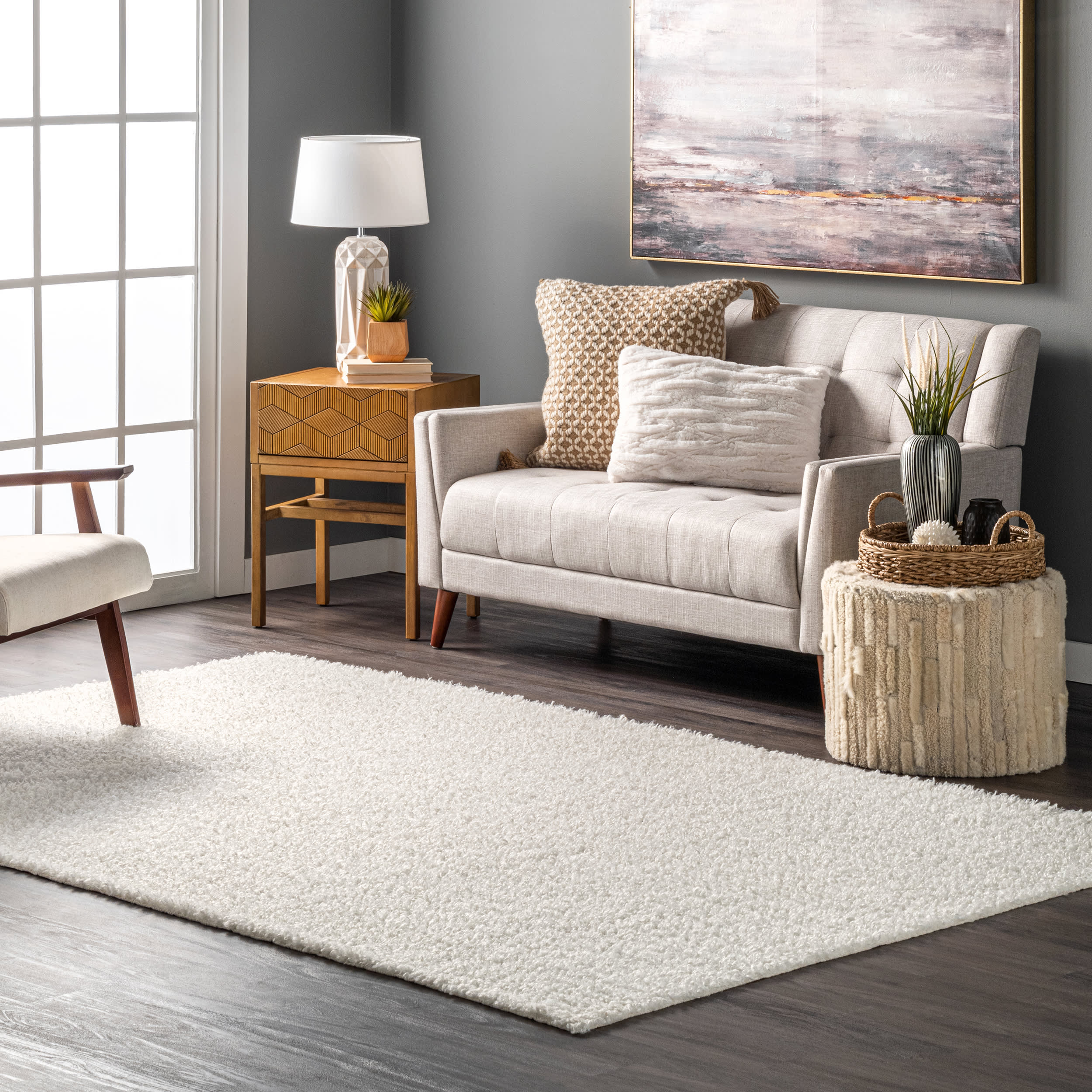 Luna Washable Shag Rug | Off White - Image 2