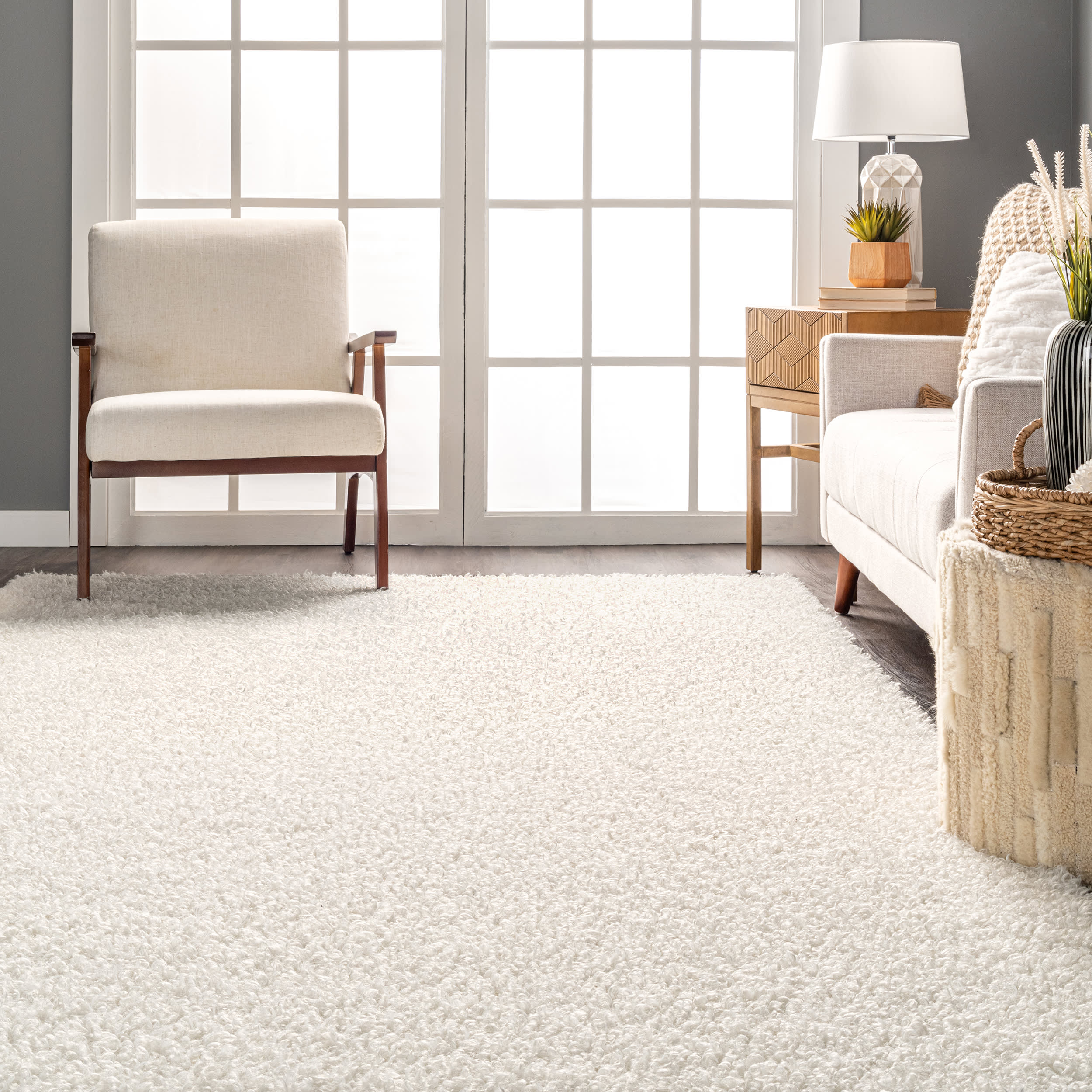 Luna Washable Shag Rug | Off White - Image 4
