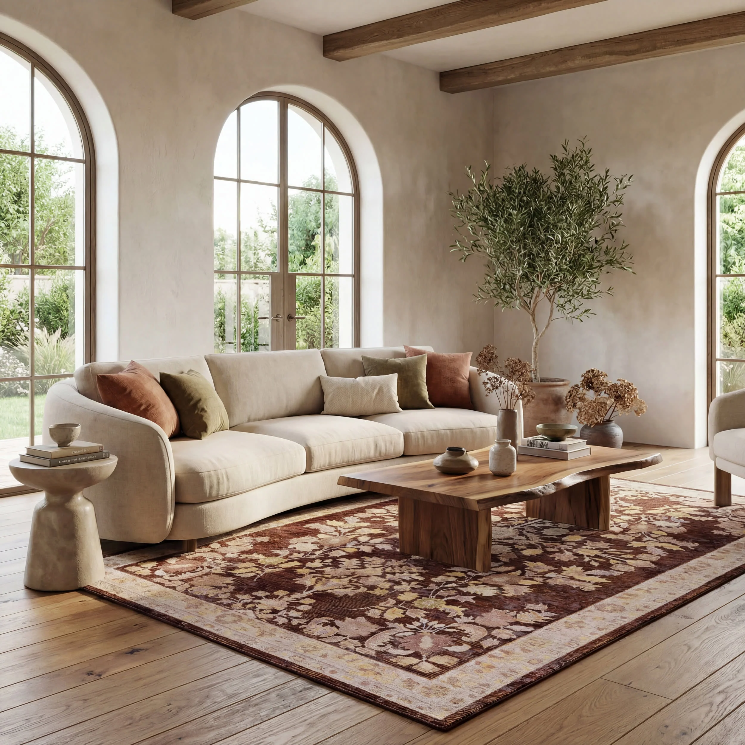 Lunaven Traditional Floral Indoor/Outdoor Rug | Brick - Image 10