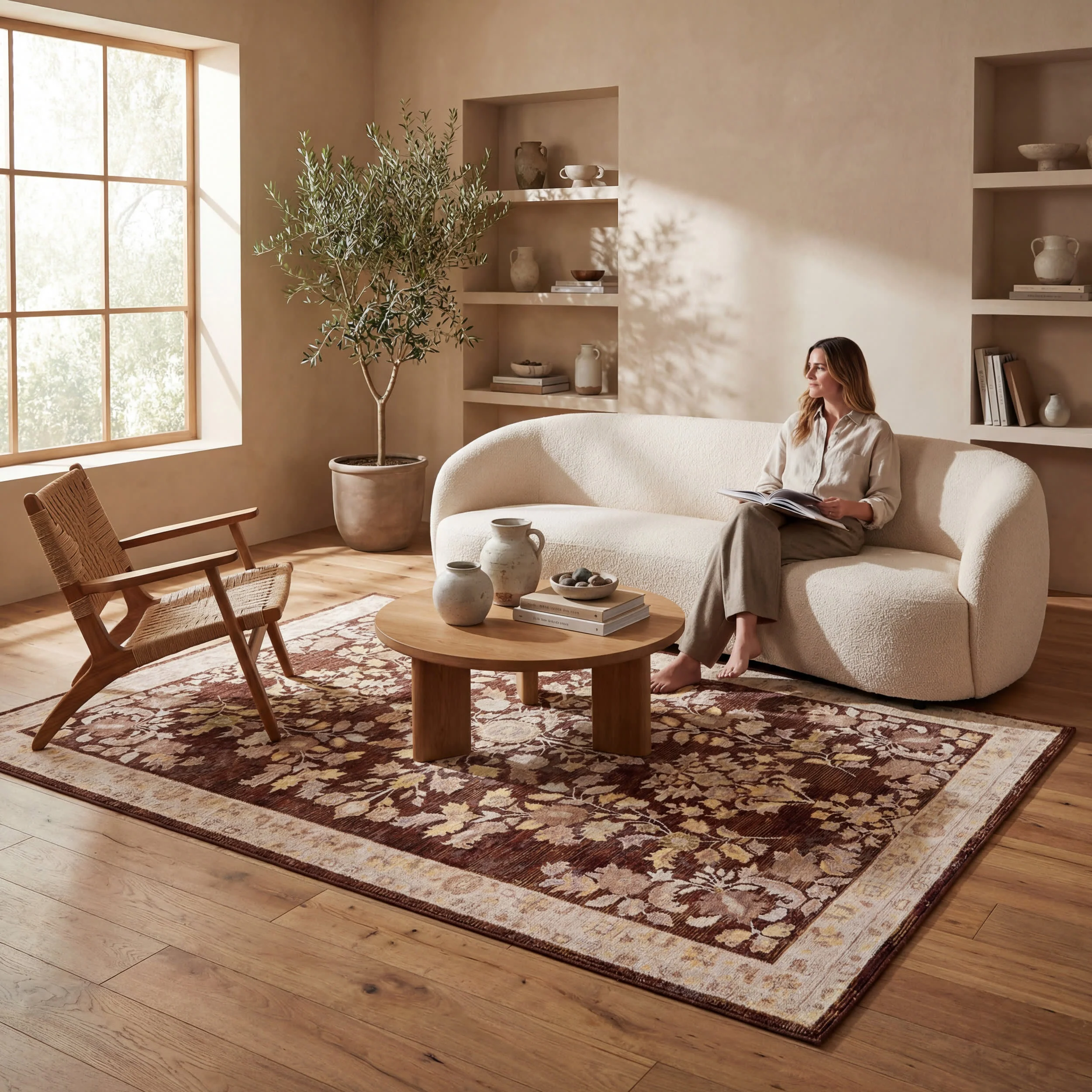 Lunaven Traditional Floral Indoor/Outdoor Rug | Brick - Image 9