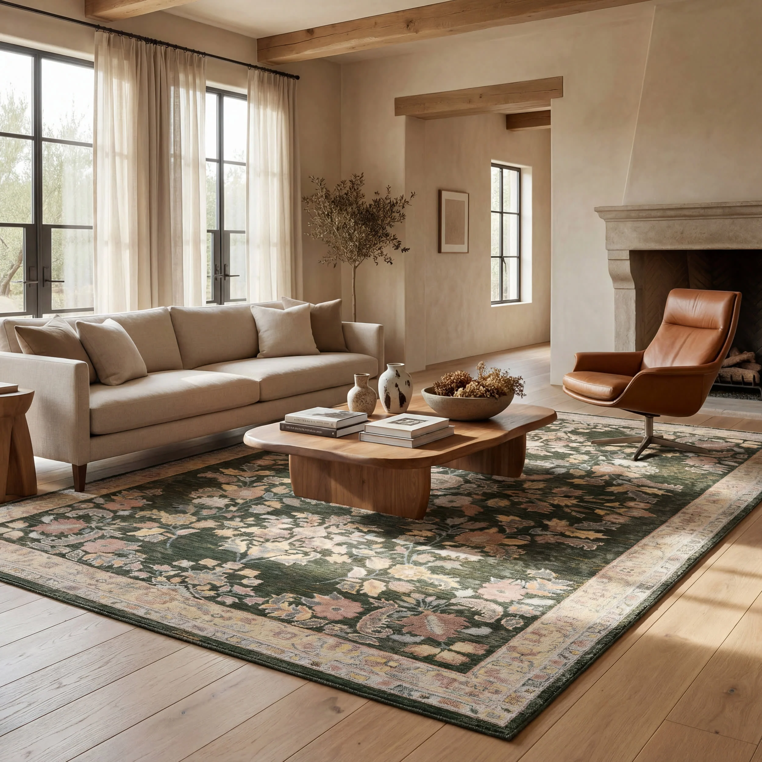 Lunaven Traditional Floral Indoor/Outdoor Rug | Green - Image 10