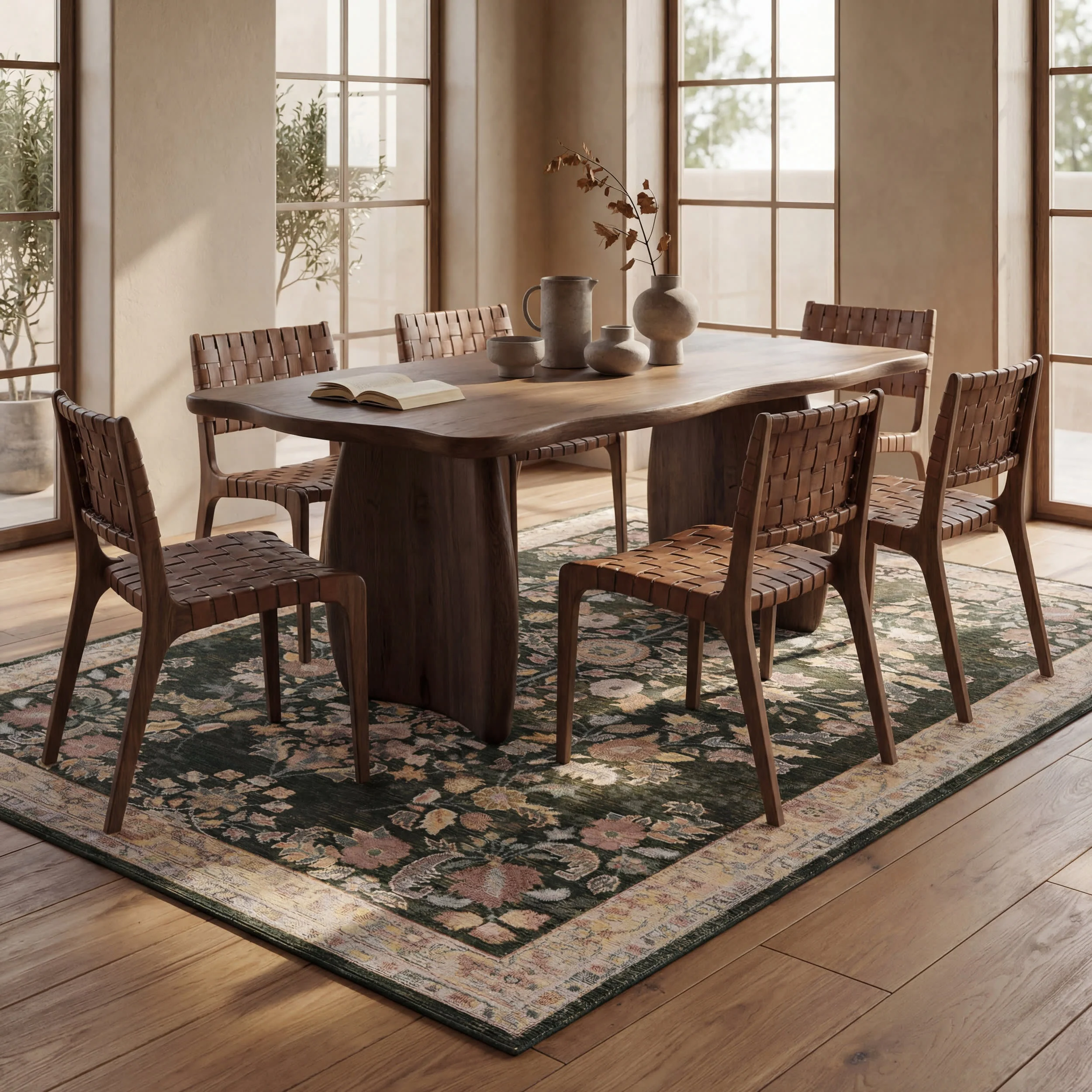 Lunaven Traditional Floral Indoor/Outdoor Rug | Green - Image 7