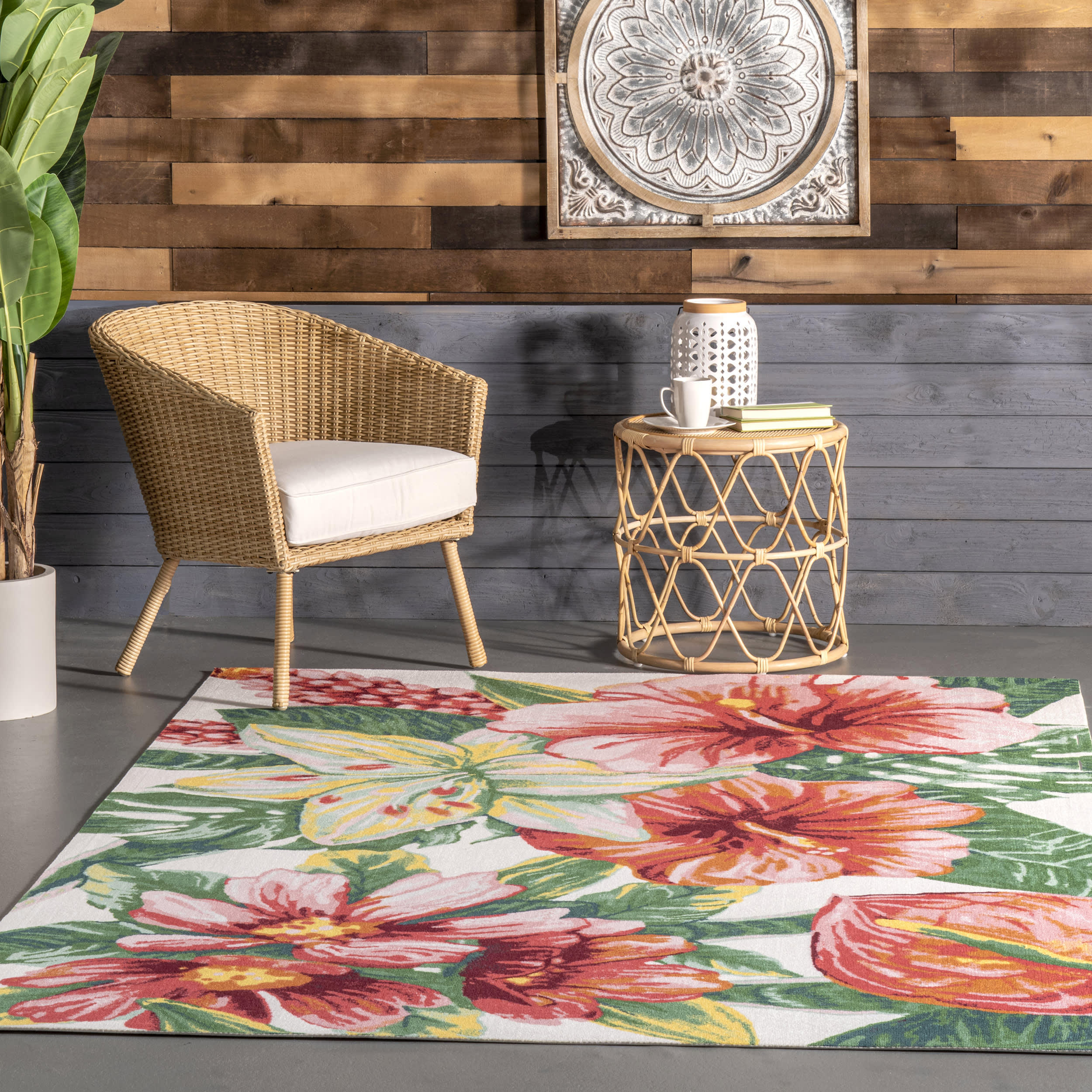 Lush Hibiscus Indoor/Outdoor Rug | Multicolor - Image 2