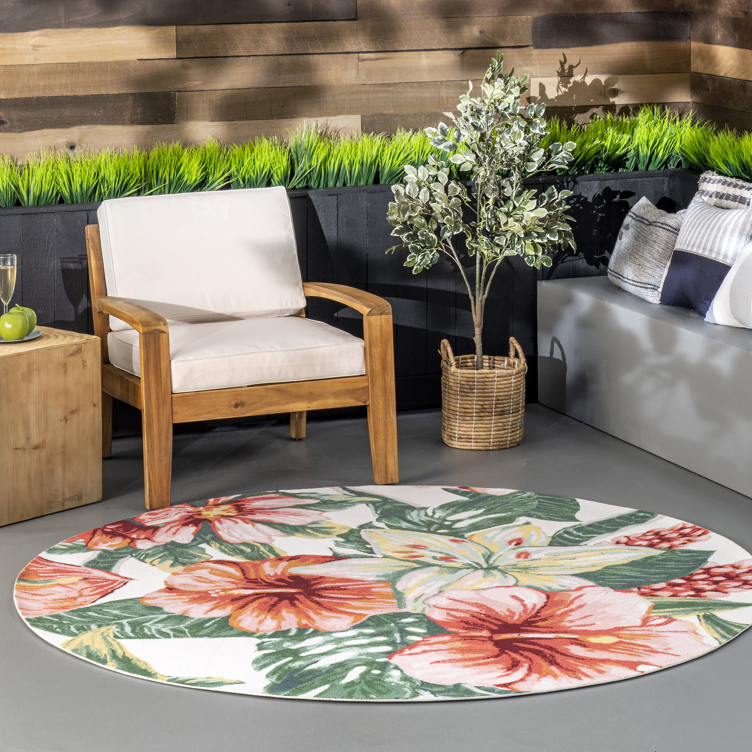 Lush Hibiscus Indoor/Outdoor Rug | Multicolor - Image 2