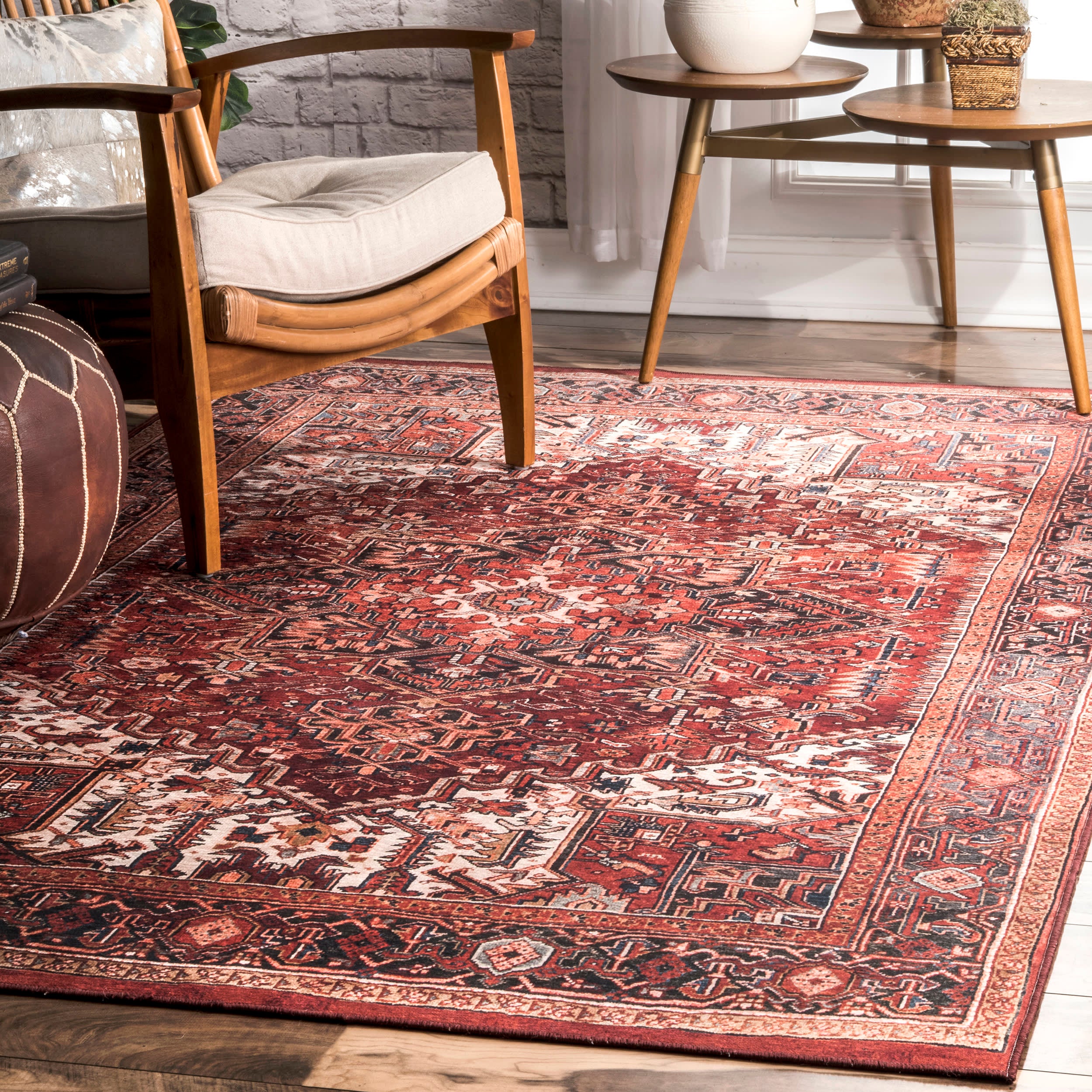 Luxuriant Printed Medallion Rug | Brick - Image 2
