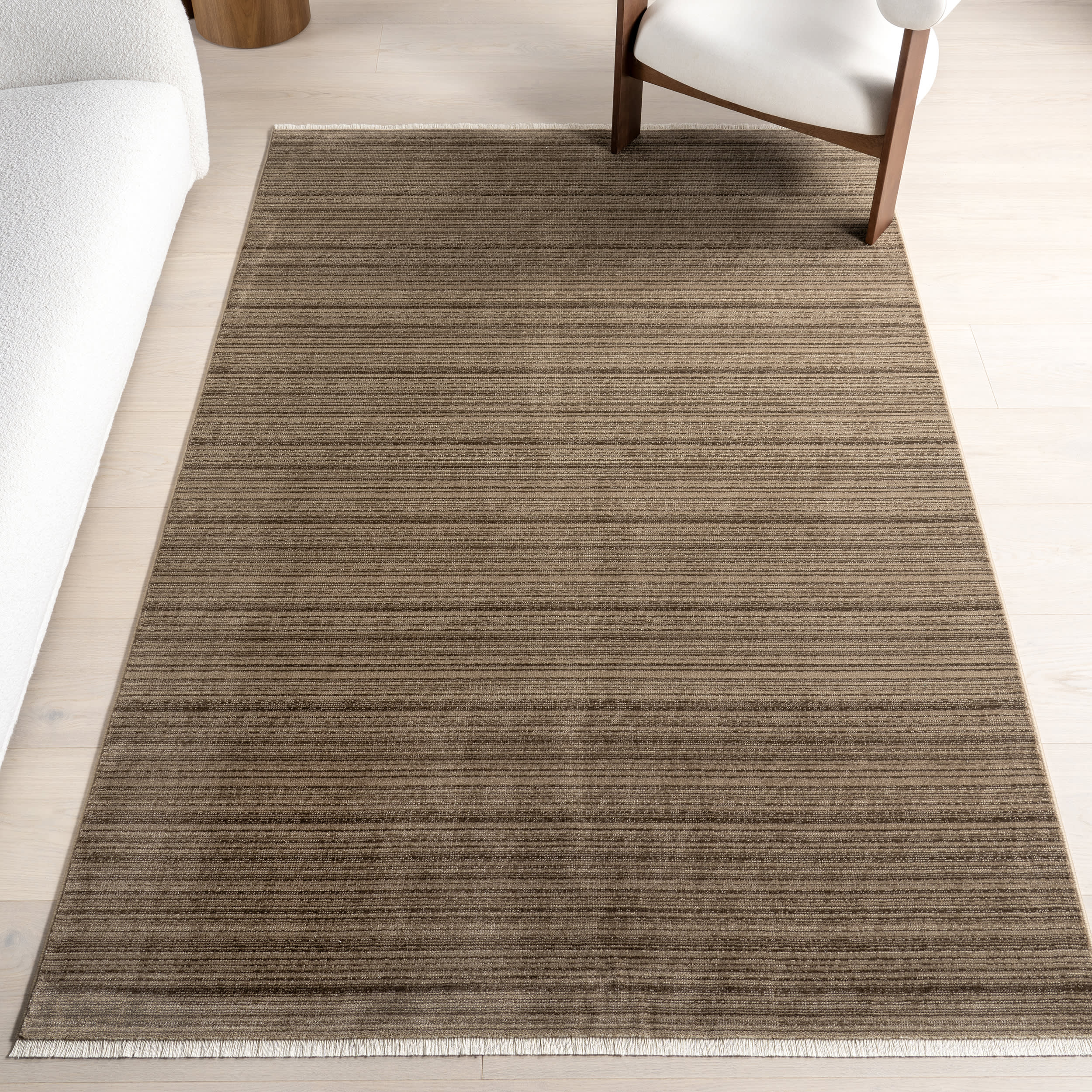 Lylah Solid Fringed Rug | Brown - Image 2