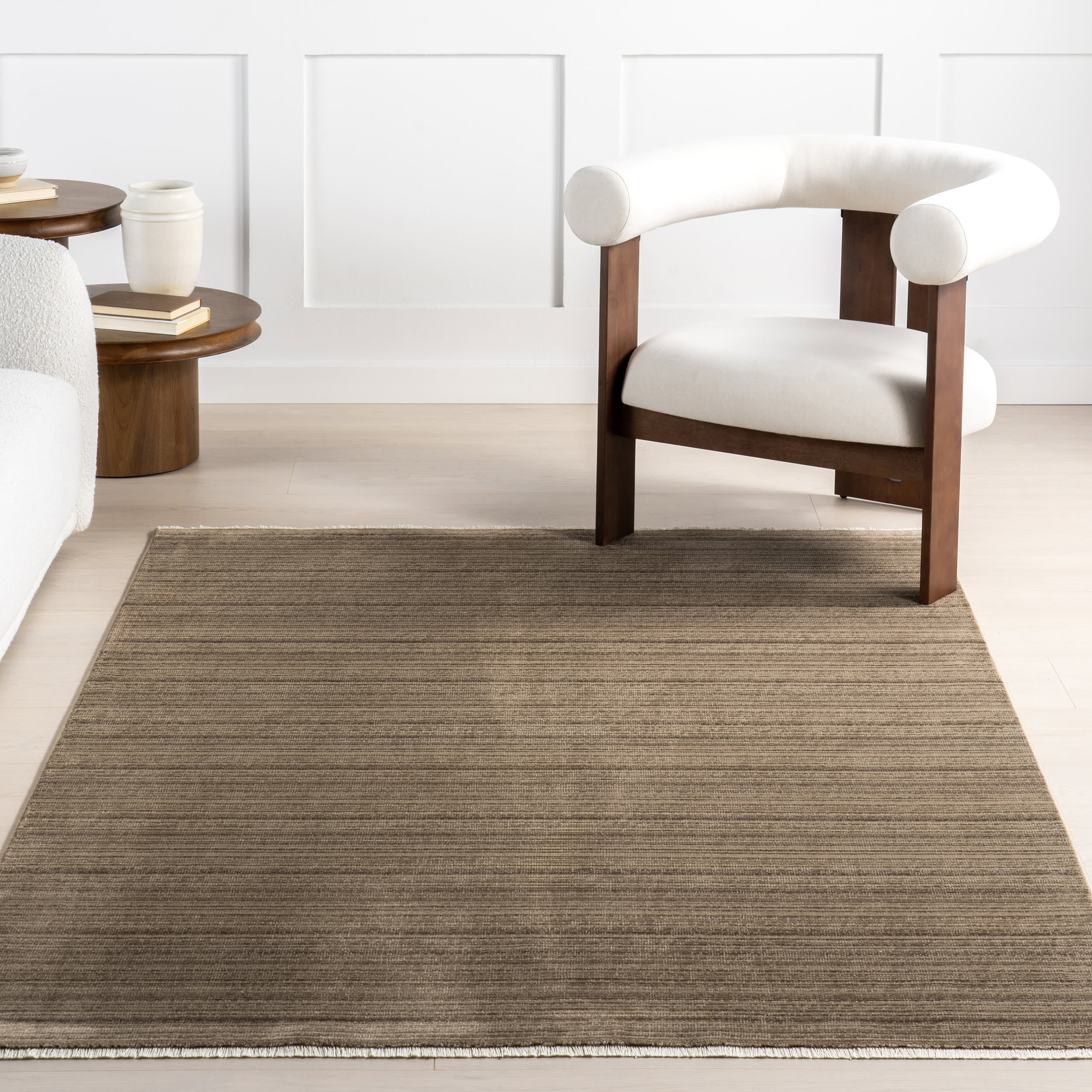 Lylah Solid Fringed Rug | Brown - Image 5