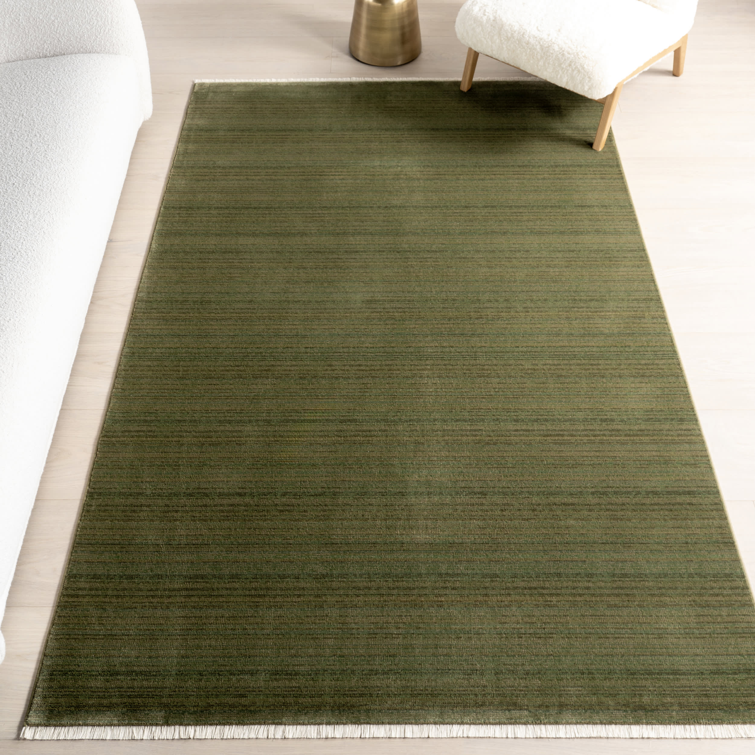 Lylah Solid Fringed Rug | Dark Sage - Image 2