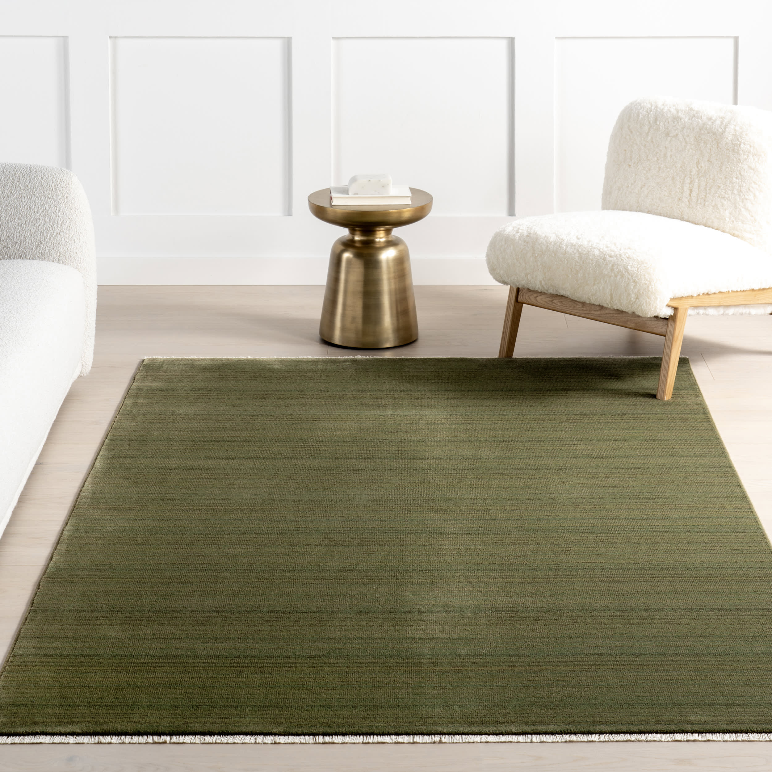 Lylah Solid Fringed Rug | Dark Sage - Image 5