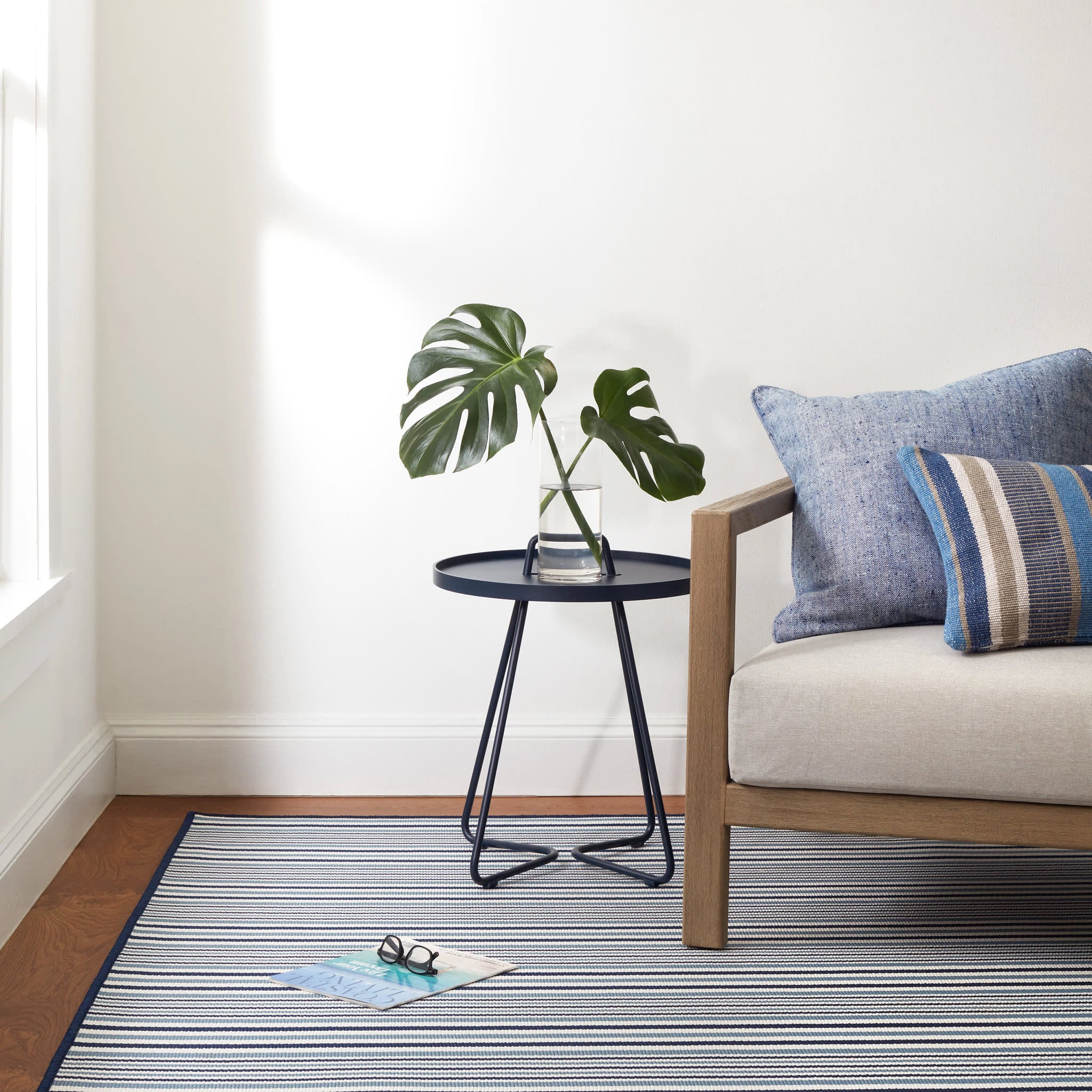 Lyndon Stripe Woven Indoor/Outdoor Custom Rug | Denim - Image 3