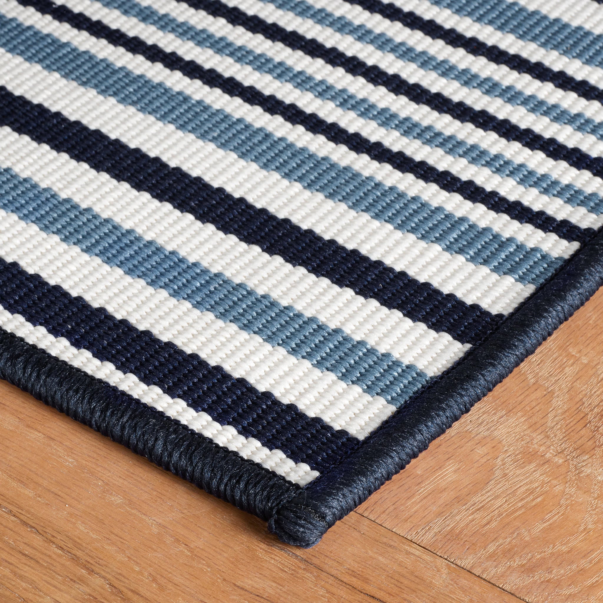 Lyndon Stripe Woven Indoor/Outdoor Custom Rug | Denim - Image 6