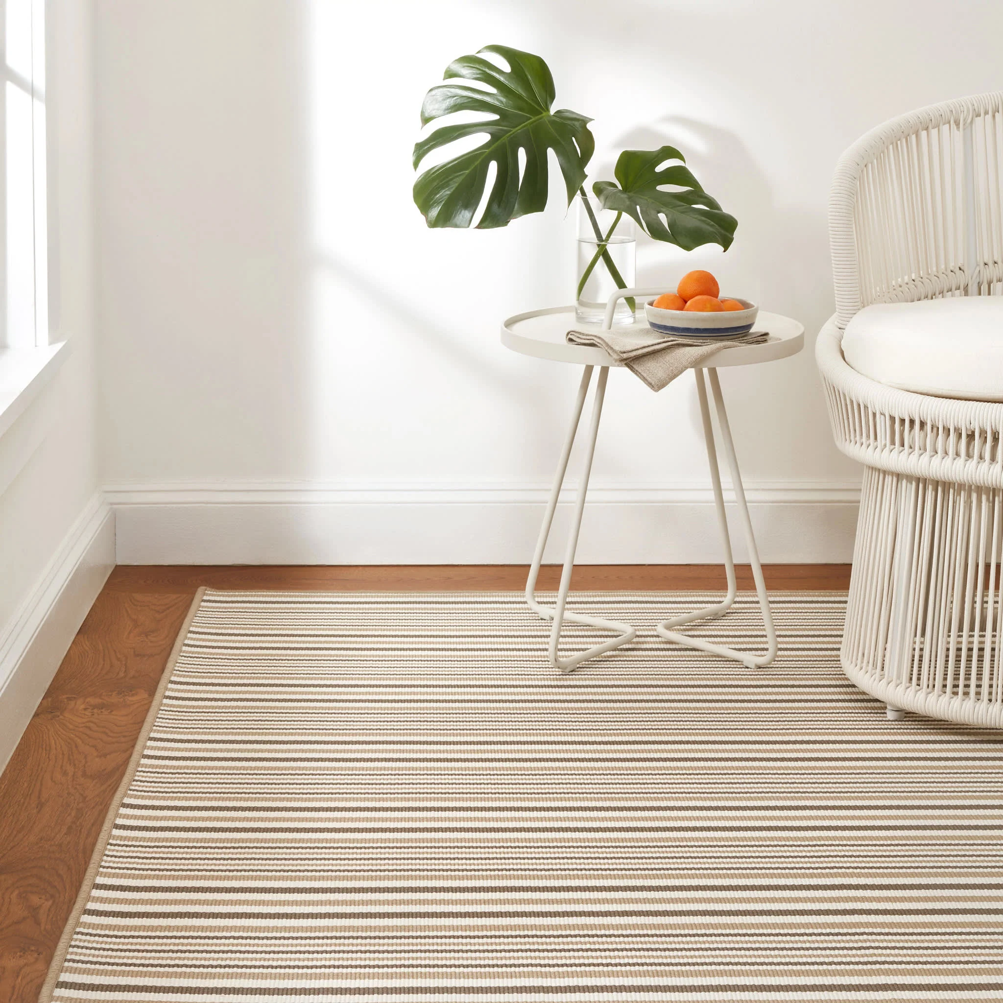 Lyndon Stripe Woven Indoor/Outdoor Custom Rug | Khaki - Image 2