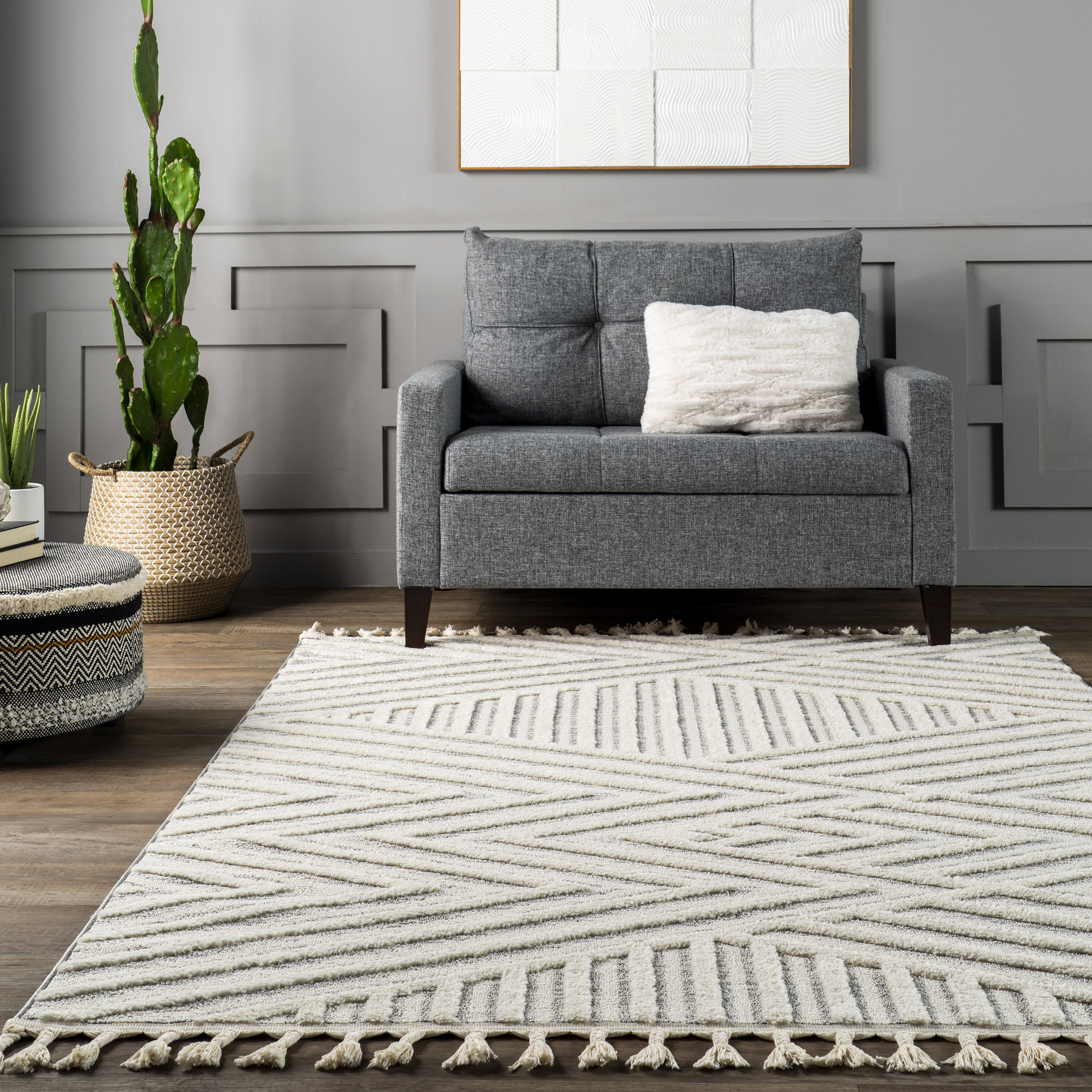 Lynn Textured Striped Rug | Beige - Image 4