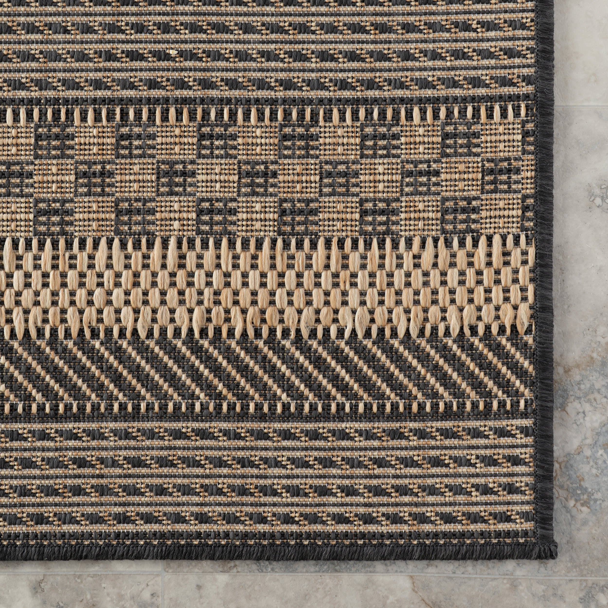 Lysette Striped Indoor/Outdoor Rug | Grey - Image 4