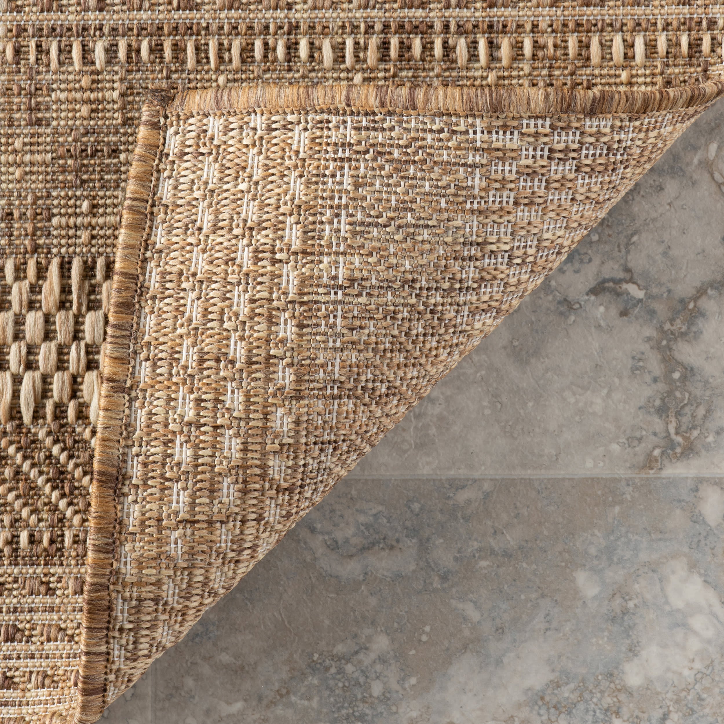 Lysette Striped Indoor/Outdoor Rug | Light Brown - Image 6