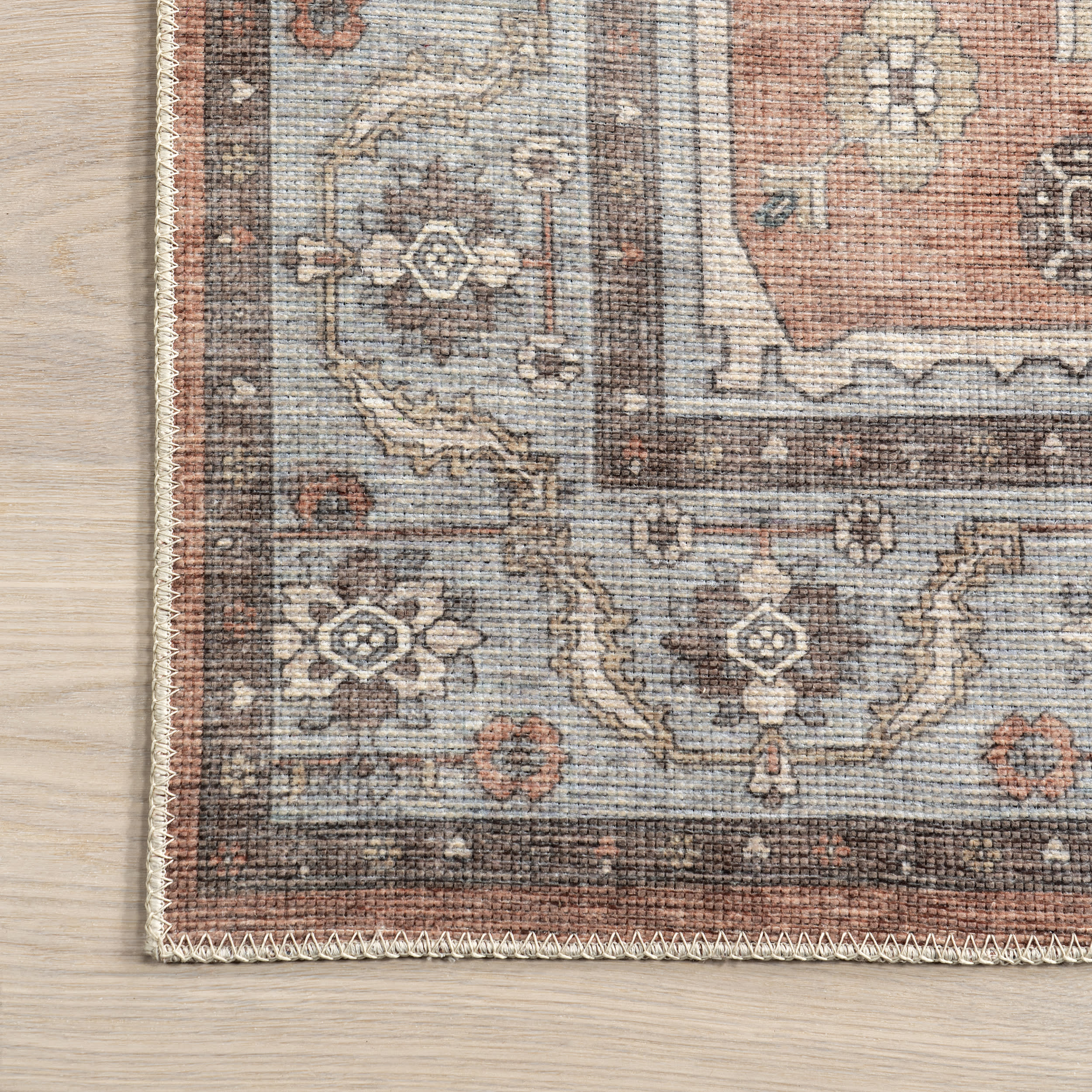 Mabel Vintage Medallion Washable Rug | Rust - Image 4