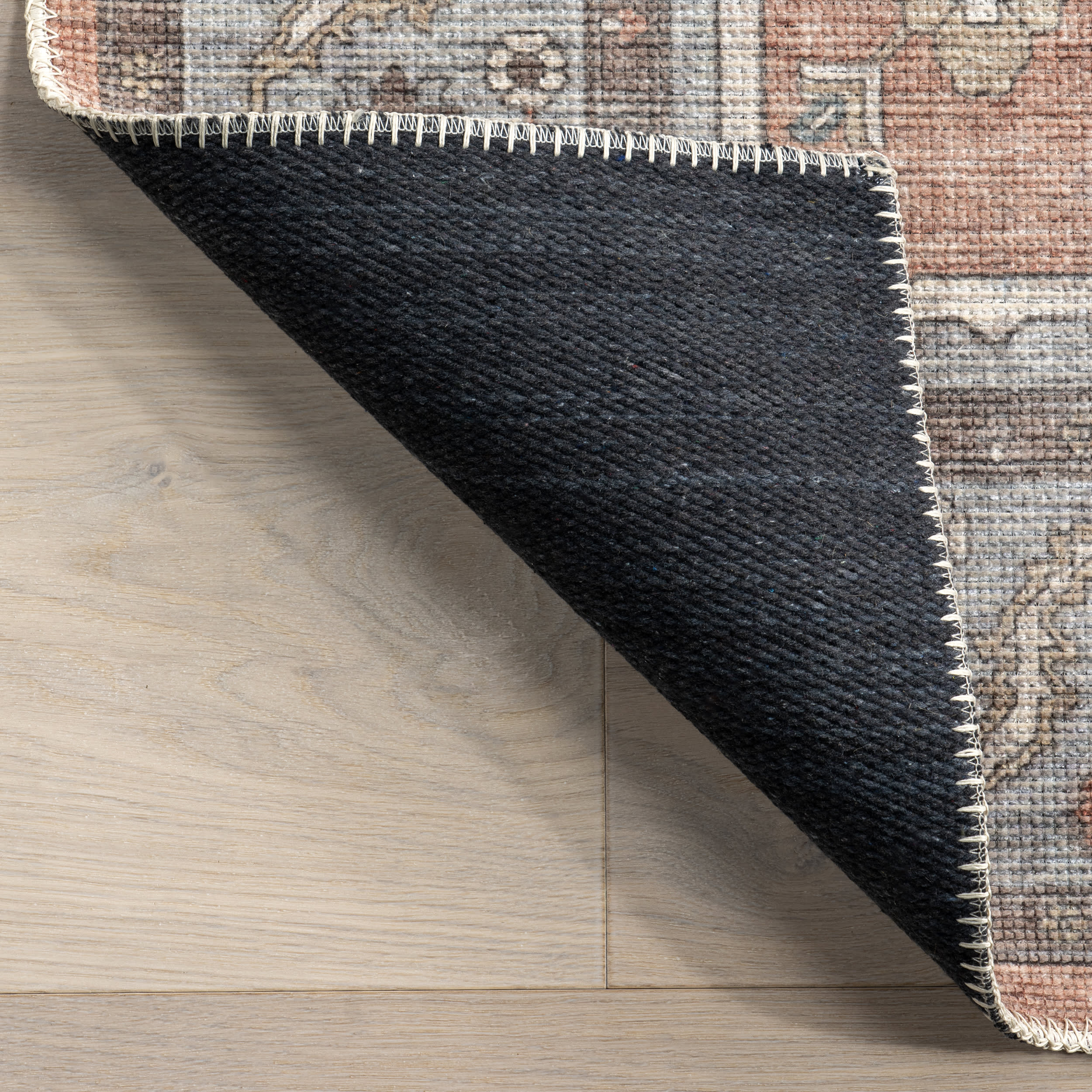 Mabel Vintage Medallion Washable Rug | Rust - Image 7