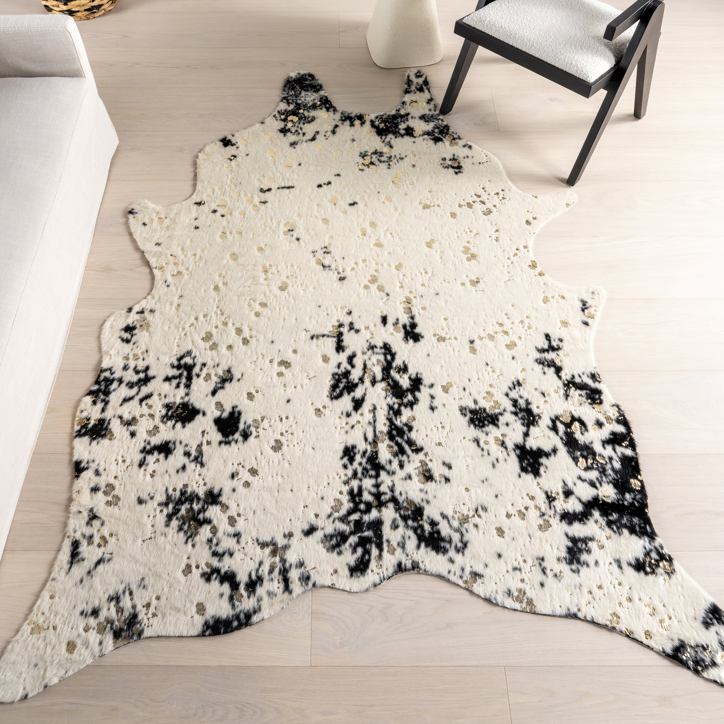Macchiato Faux Cowhide Rug | Black - Image 2