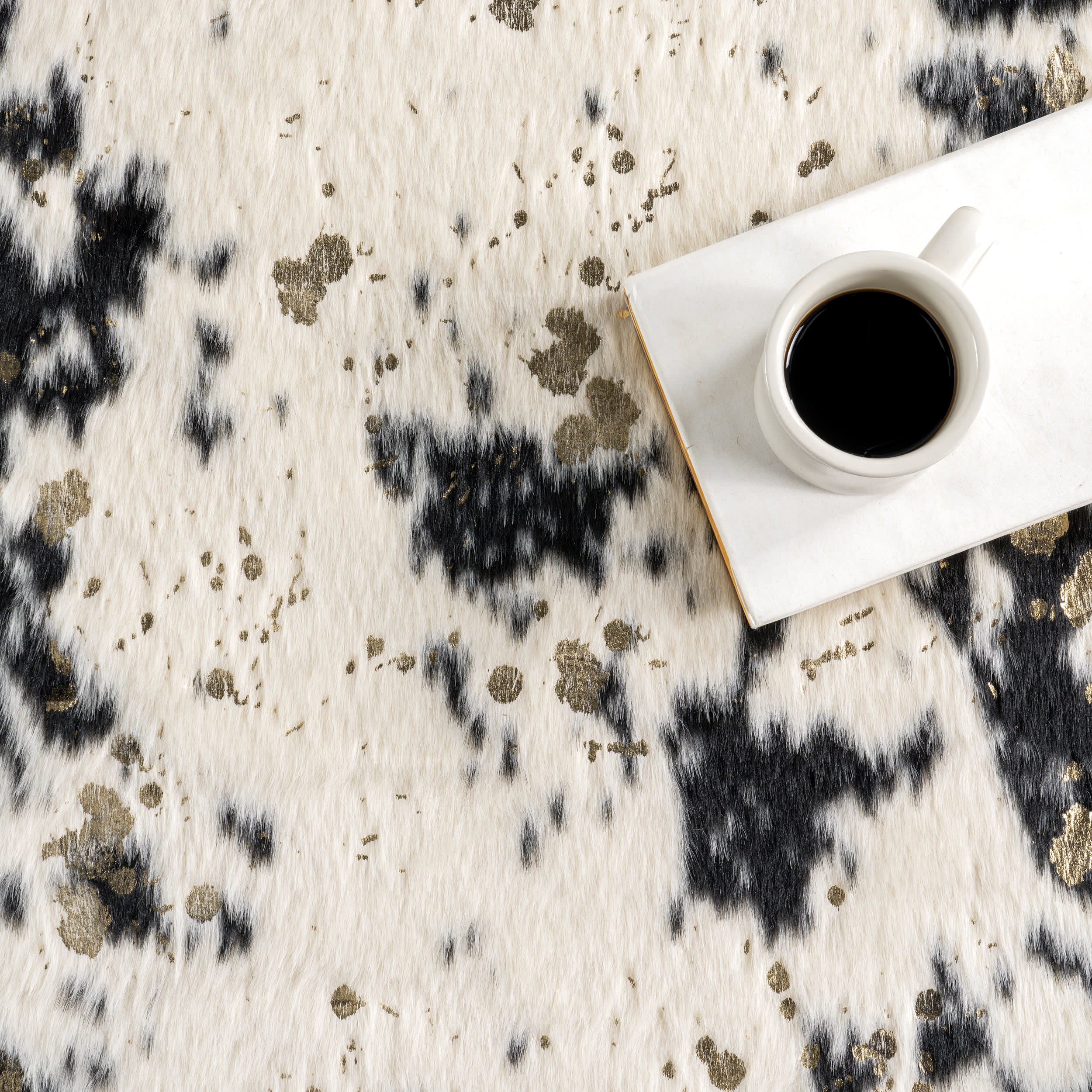 Macchiato Faux Cowhide Rug | Black - Image 8