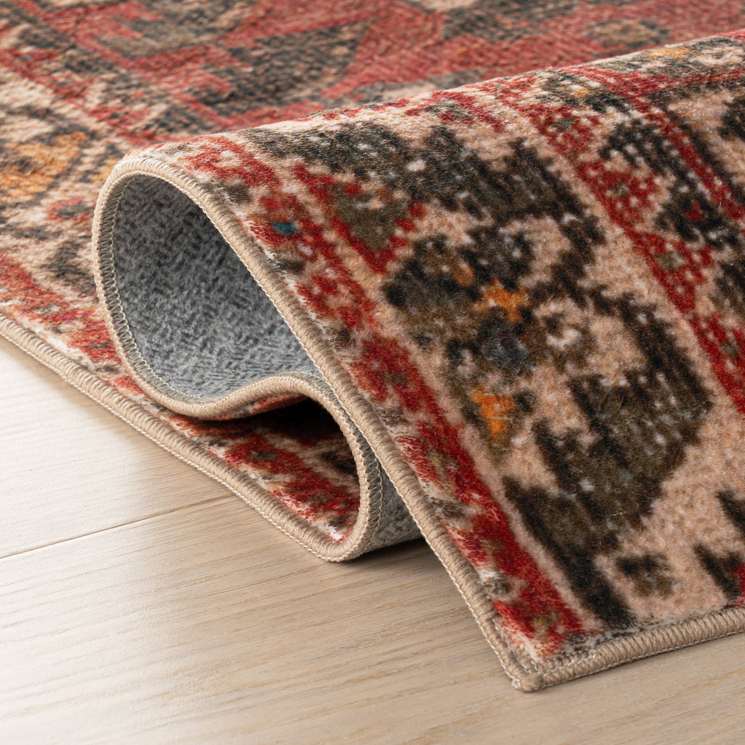 Madel Medallion Washable Rug | Red - Image 10