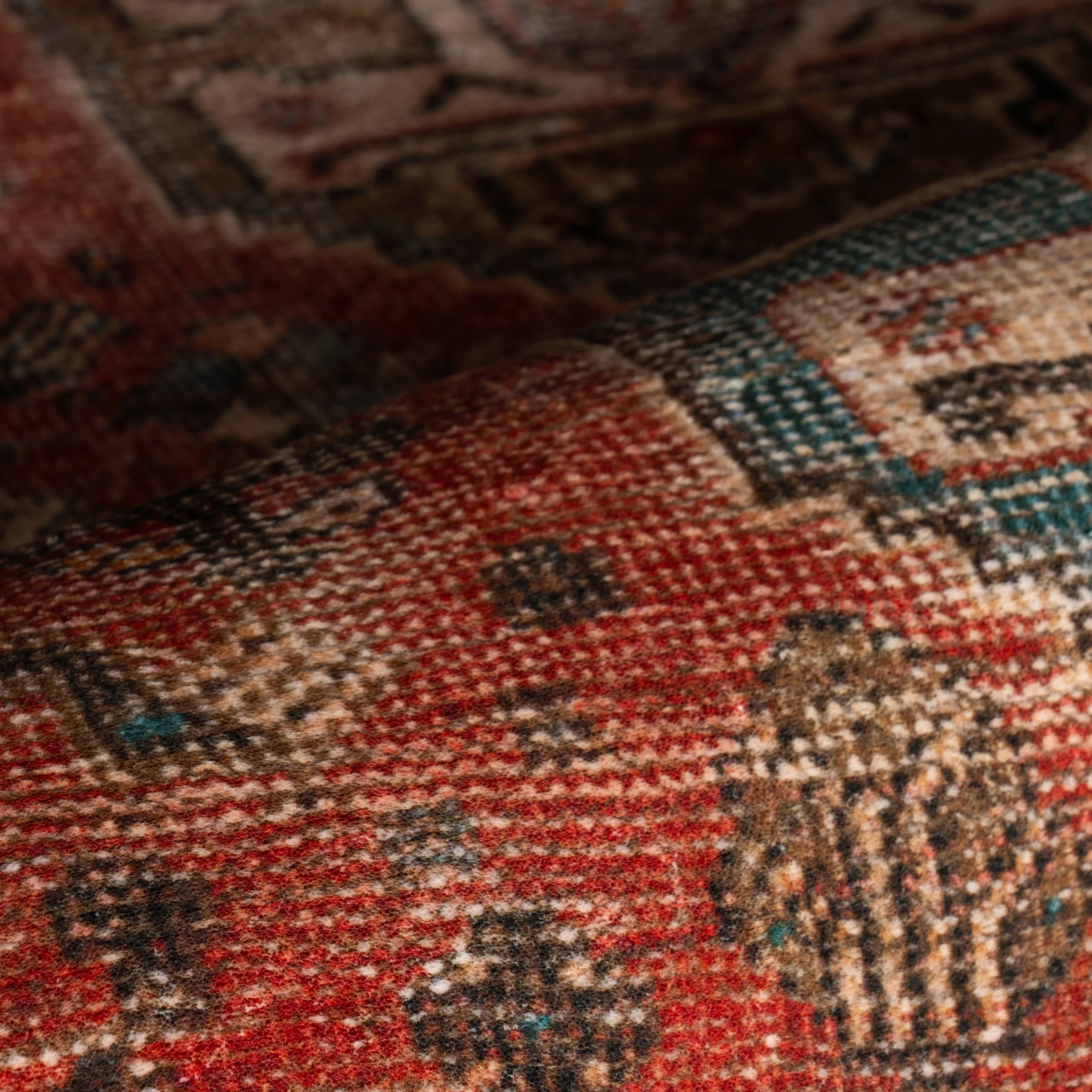 Madel Medallion Washable Rug | Red - Image 3