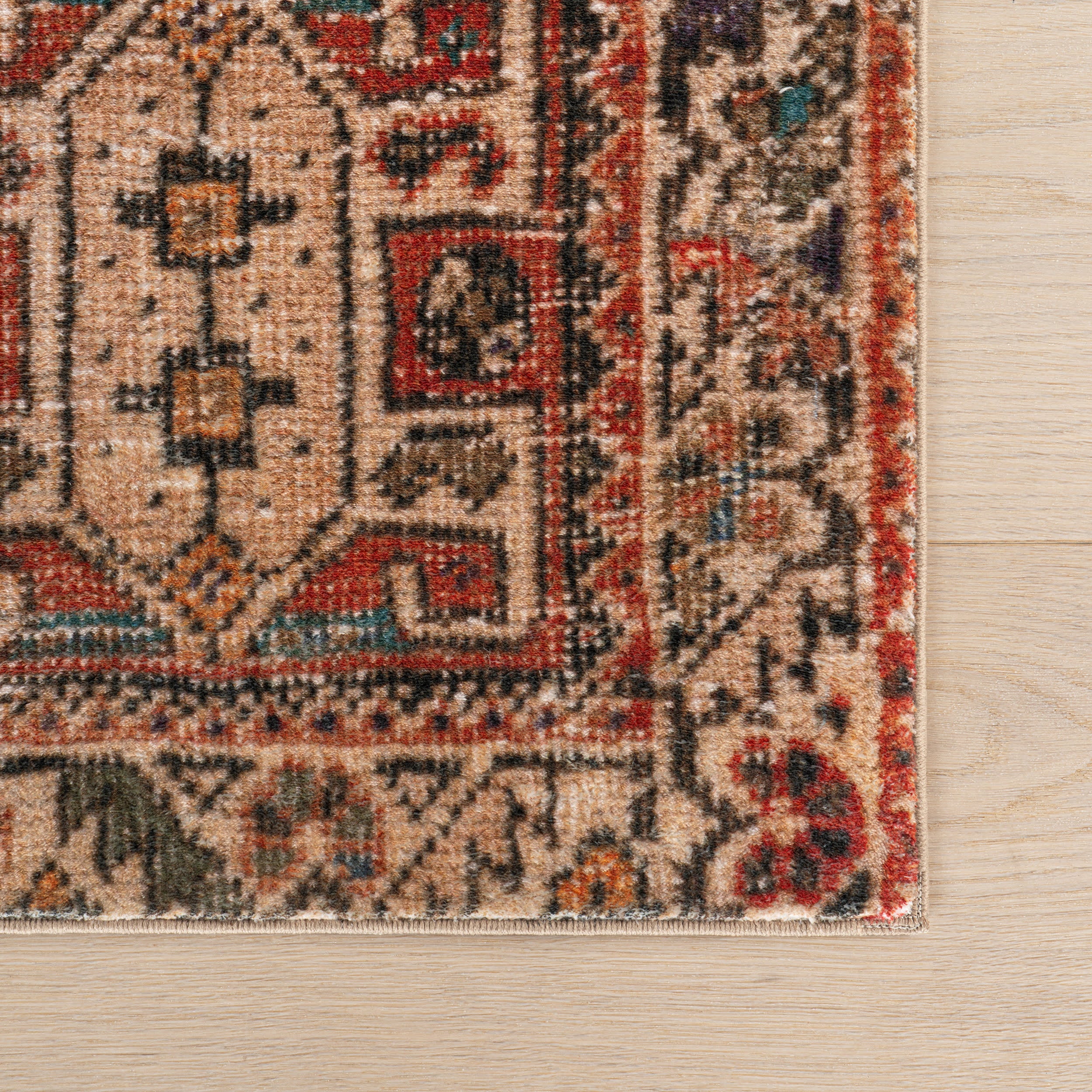 Madel Medallion Washable Rug | Red - Image 4