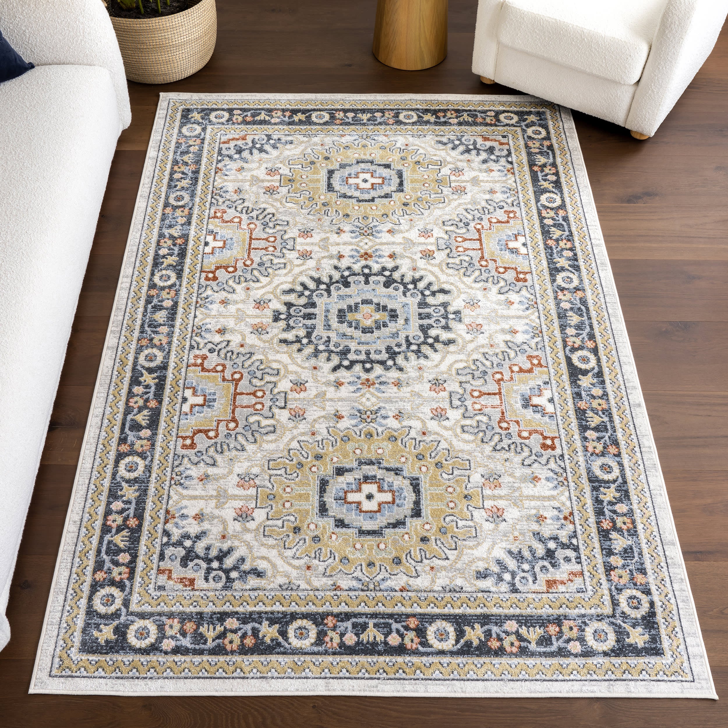 Madilyn Medallion Washable Rug | Blue - Image 2