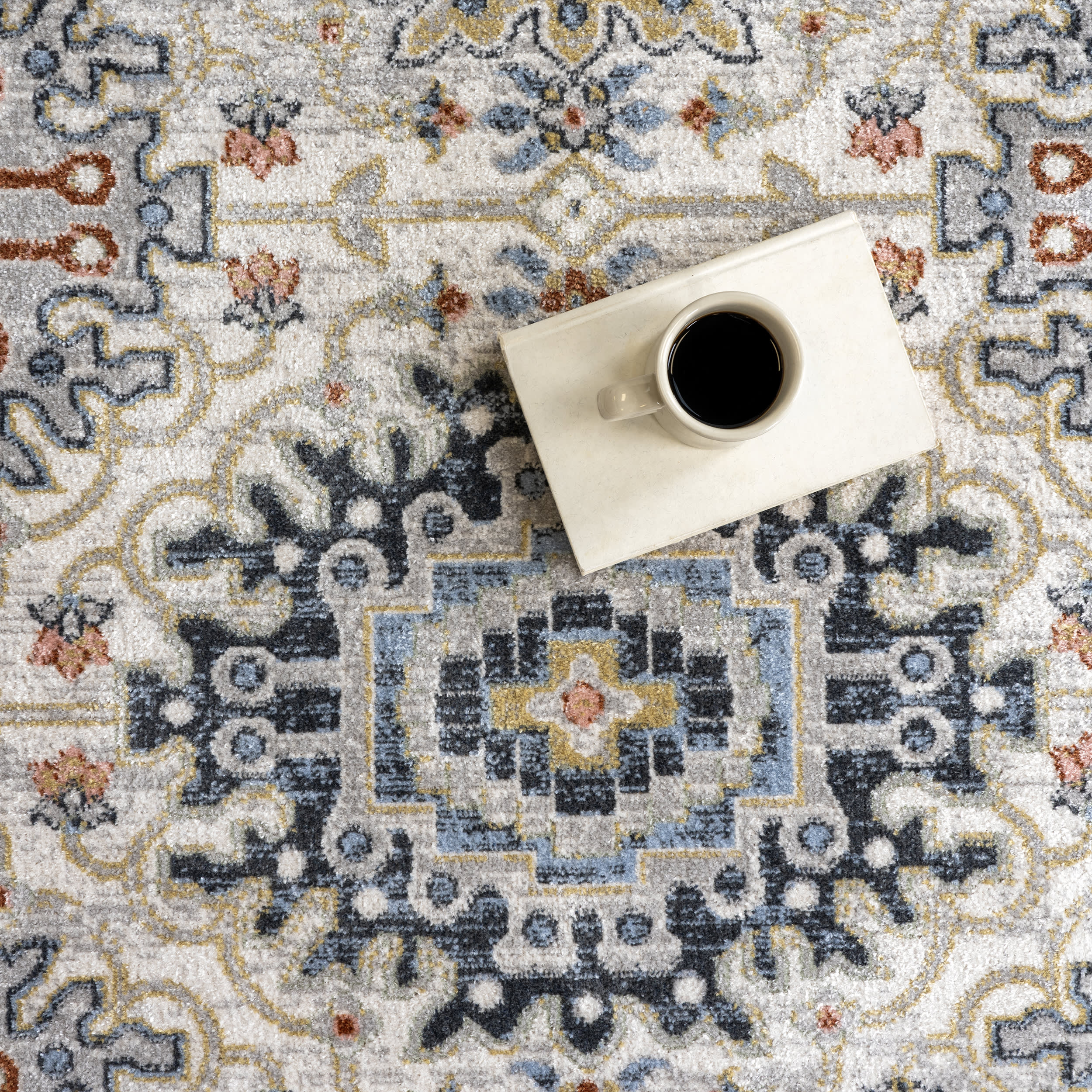 Madilyn Medallion Washable Rug | Blue - Image 8