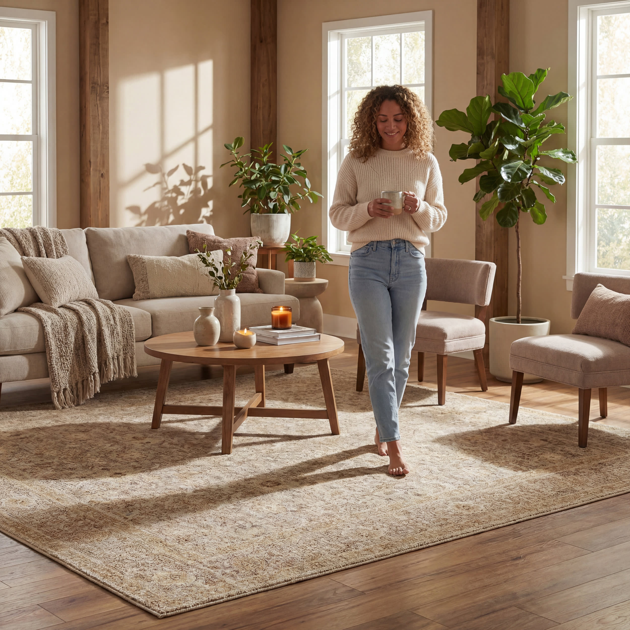 Maela Hand Tufted Wool-Blend Rug | Beige - Image 9