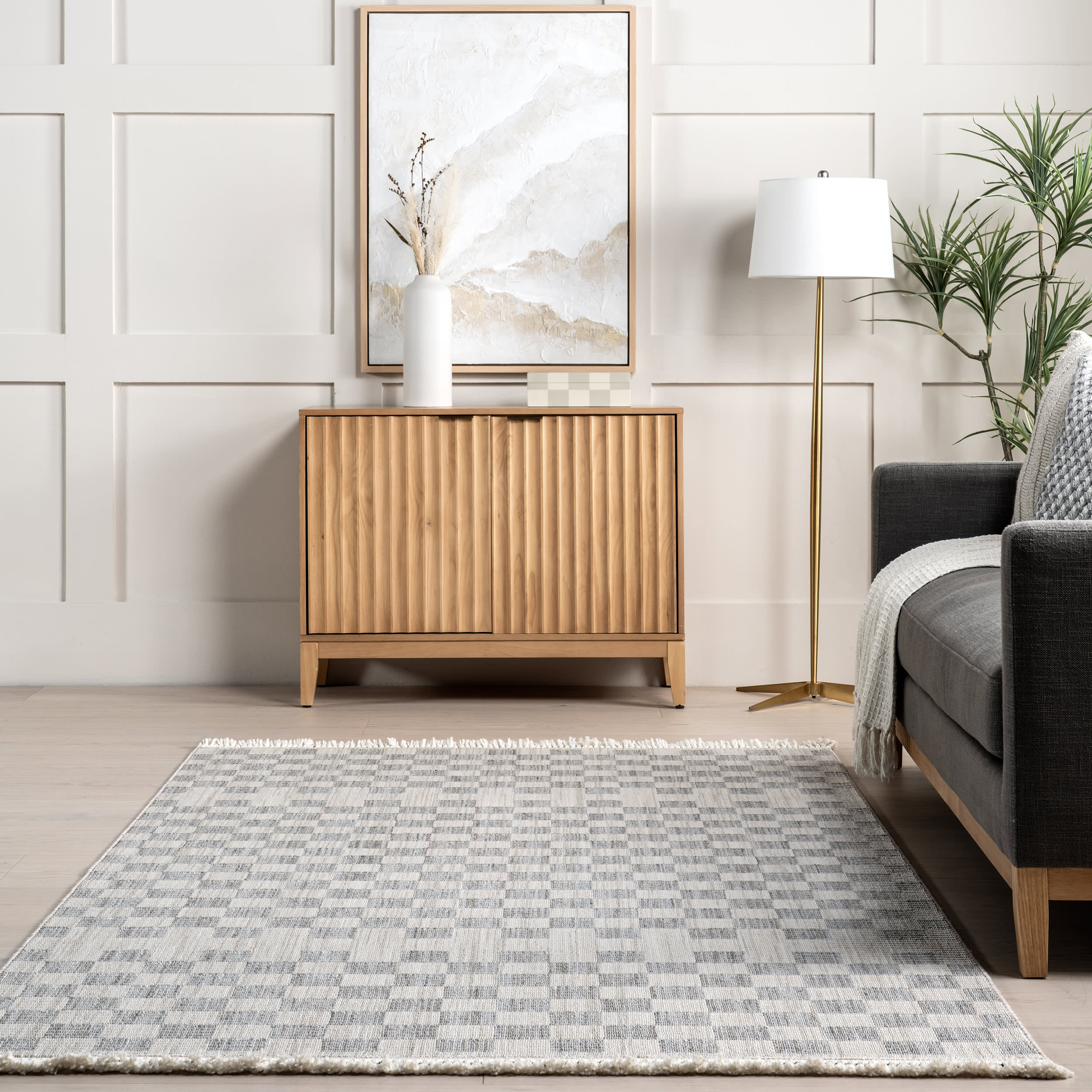 Maeve Checkered Rug | Beige - Image 4