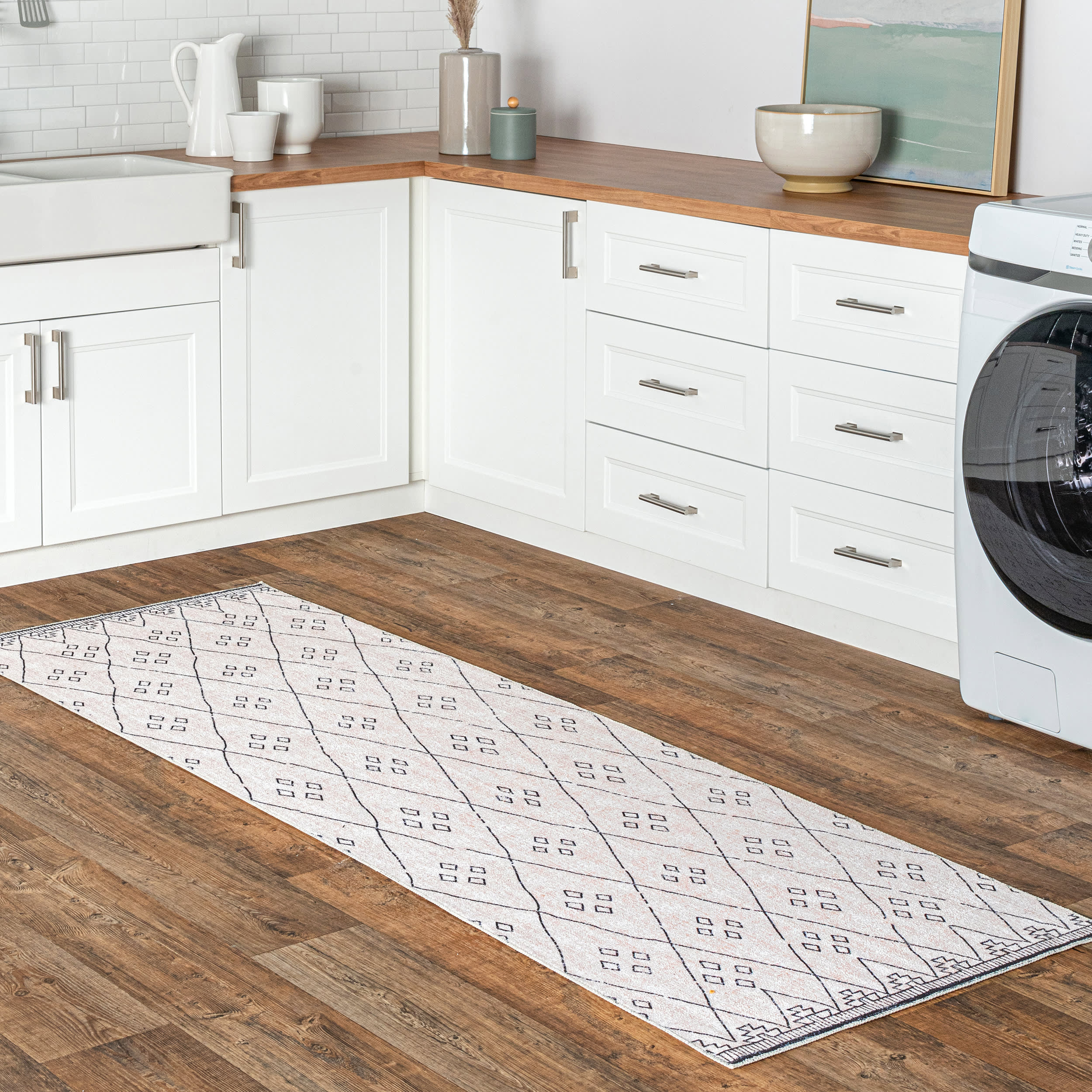 Magdalena Diamond Geometric Rug | Ivory - Image 2
